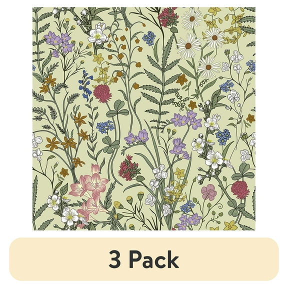 (3 pack) Abyssaly 17.7" x 118" Floral Wallpaper Peel and Stick Farm Floral Wall Wallpaper Wall Stick Removable Wallpaper