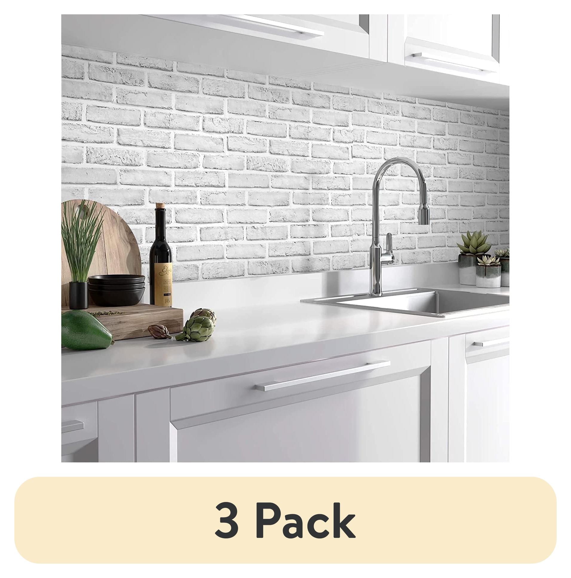 (3 pack) Abyssaly Brick Wallpaper Peel and Stick Wallpaper 17.7" x 78.9 ...