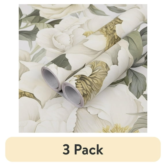 (3 pack) Abyssaly Floral Peel and Stick Wallpaper 17.7" x 118" Removable Self Adhesive Wallpaper Vinyl Contact Wall Paper for Bedroom Bathroom Closet Countertop