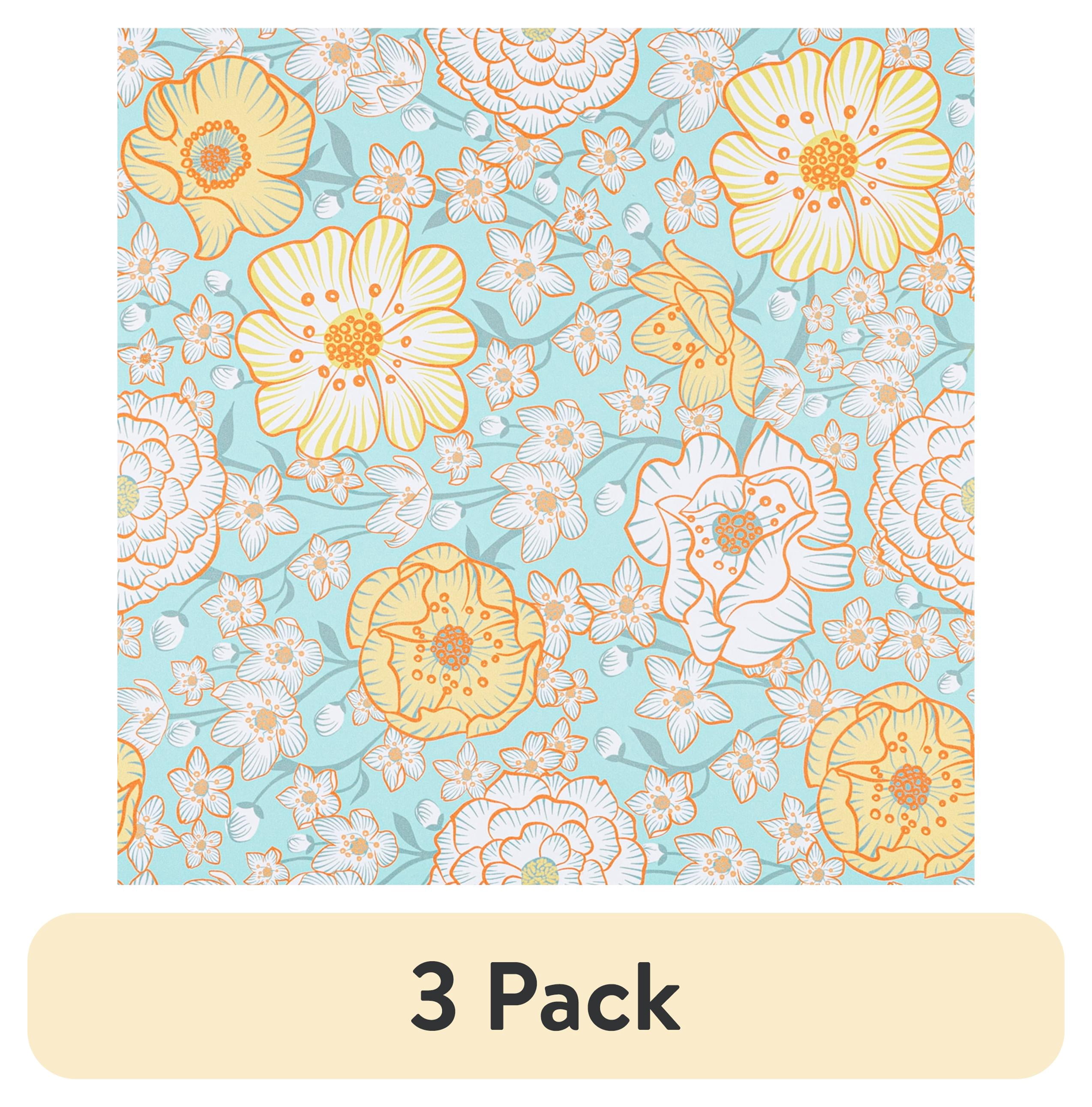 (3 pack) Abyssaly Floral Wallpaper Blue Peel and Stick Wallpaper 17.32"×118" Self Adhesive Removable Vintage Plant Watercolor Wall Paper Contact Paper for Bedroom Countertop