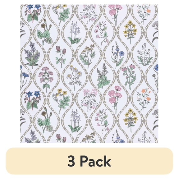 (3 pack) Abyssaly Flower Peel and Stick Wallpaper 17.5-in x 118-in Colorful Floral Self Adhesive Removable Wallpaper Peel and Stick for Home Bedroom Cabinets Thicken