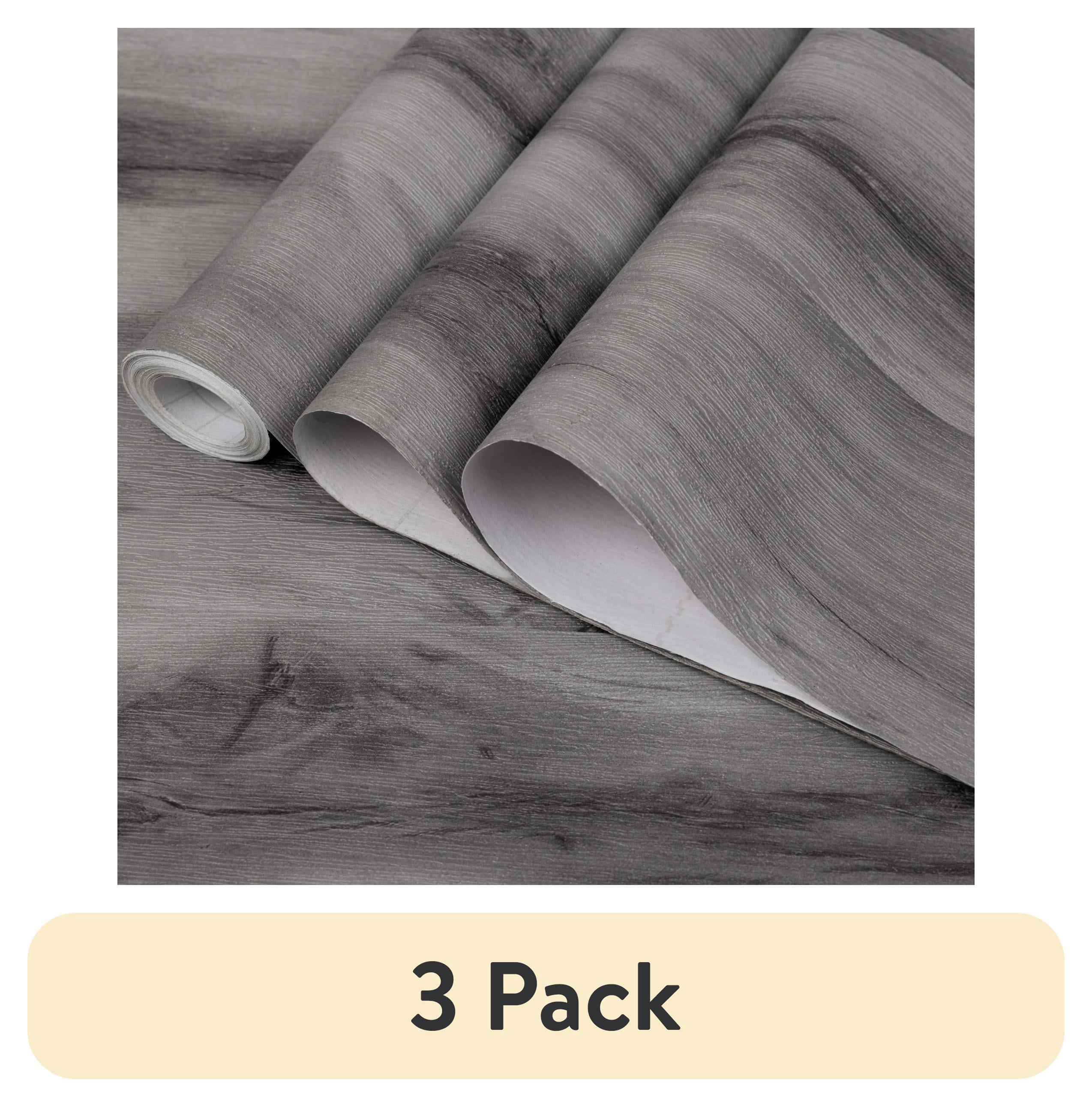 (3 pack) Abyssaly Gray Wood Peel and Stick Wallpaper 15.7 "x 118.1" Self-adhesive Thick Matte Gray Texture Contact Paper Vinyl Wallpaper for Bedroom Living Room Countertop