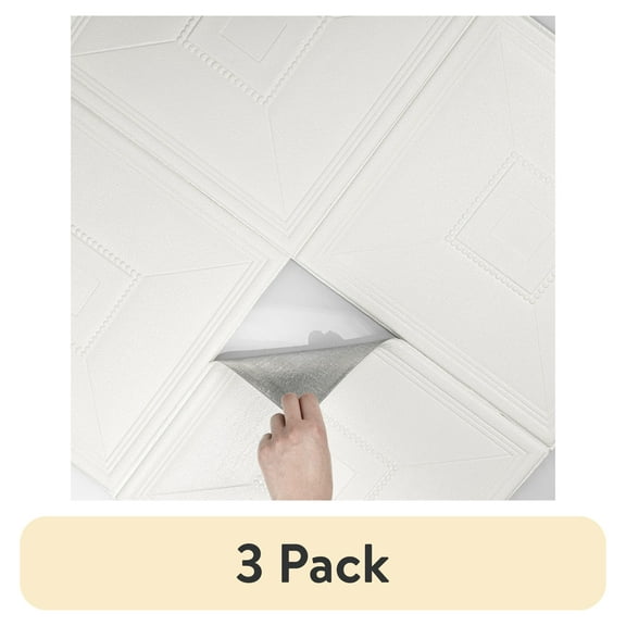 (3 pack) Abyssaly Peel and Stick Ceiling Tile 13.7" x 13.7" 16 Pcs White Ceiling Tile Coverage Area 21 sq.ft, Easy to Install for Ceiling and Wall, Plain White
