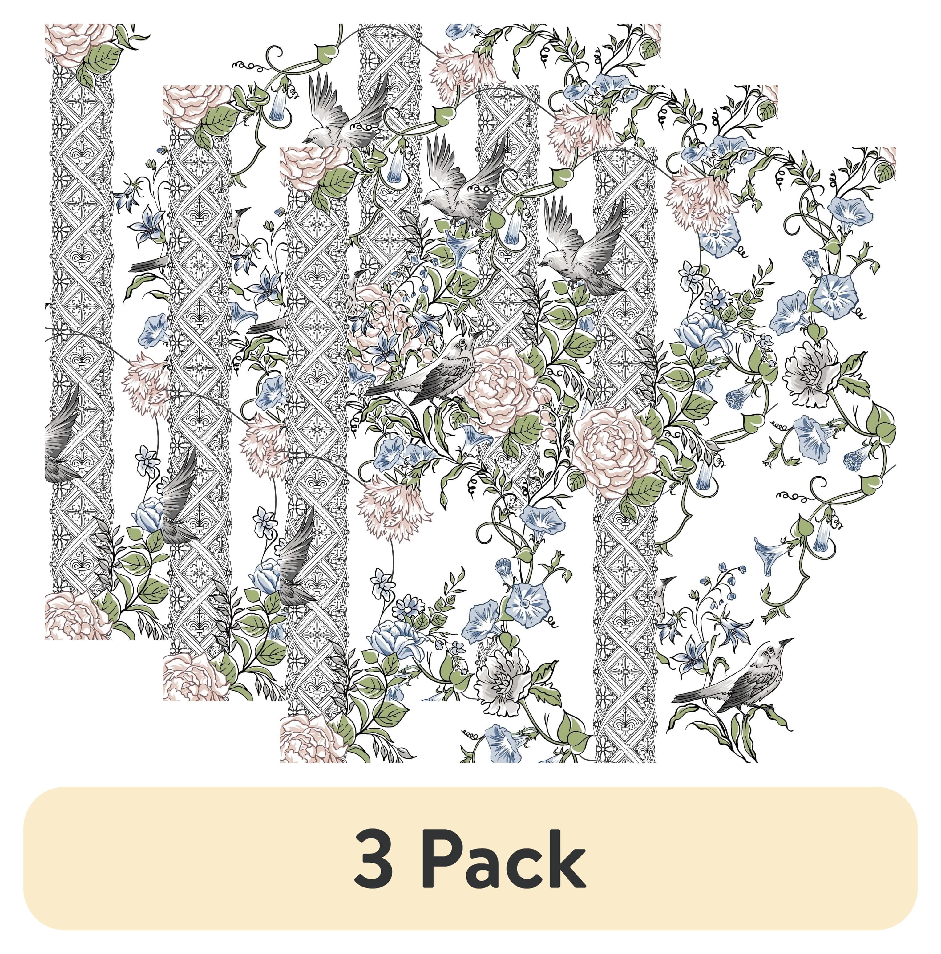 (3 pack) Abyssaly Peel and Stick Wallpaper Floral Wallpaper 17.7" x 118" Removable Self Adhesive Decorative Wall Paper for Bedroom Livingroom Decor