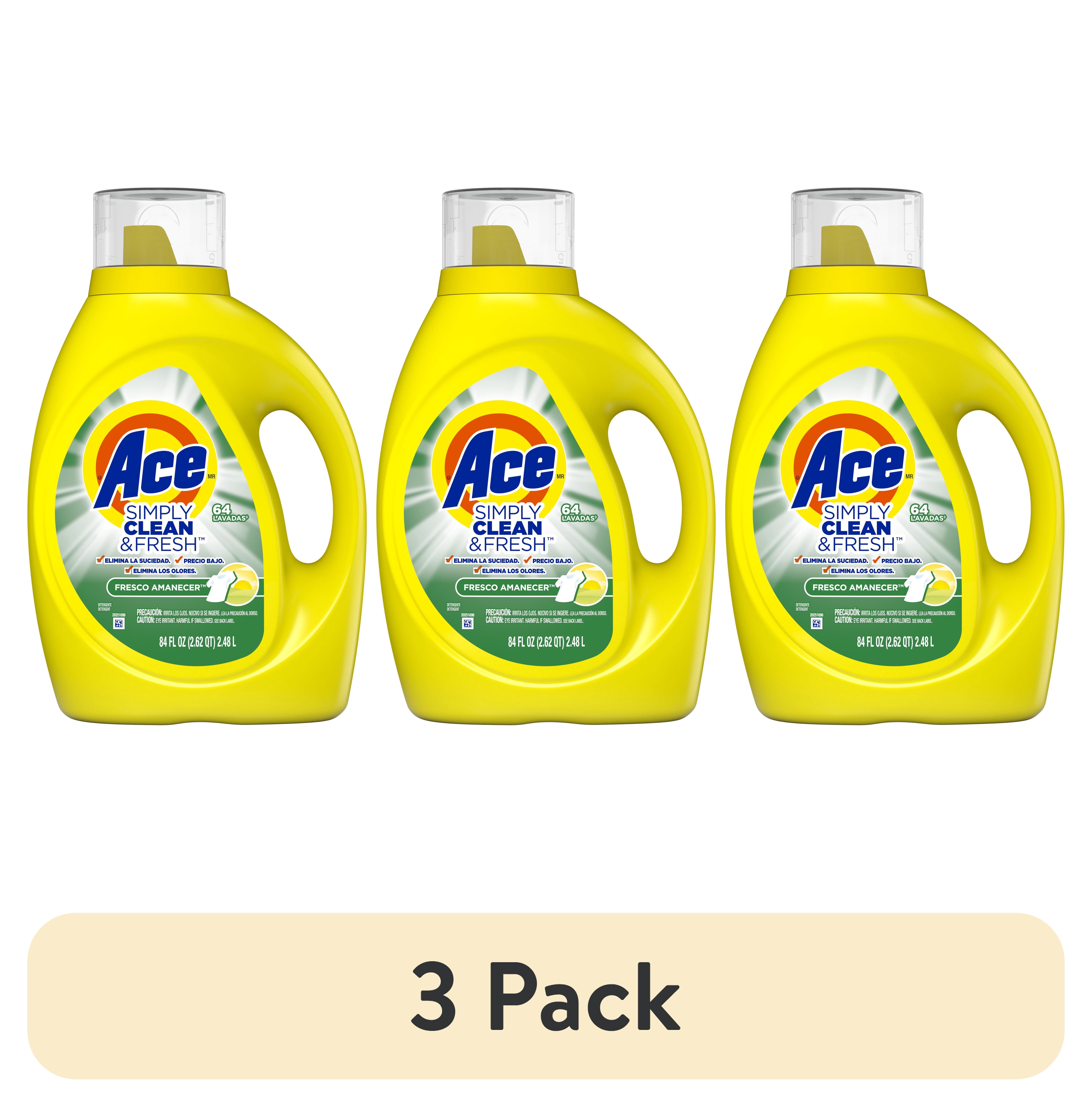 (3 pack) Ace Simply Liquid Laundry Detergent, Daybreak Fresh Scent, 84 fl oz, 64 Loads, HE Compatible