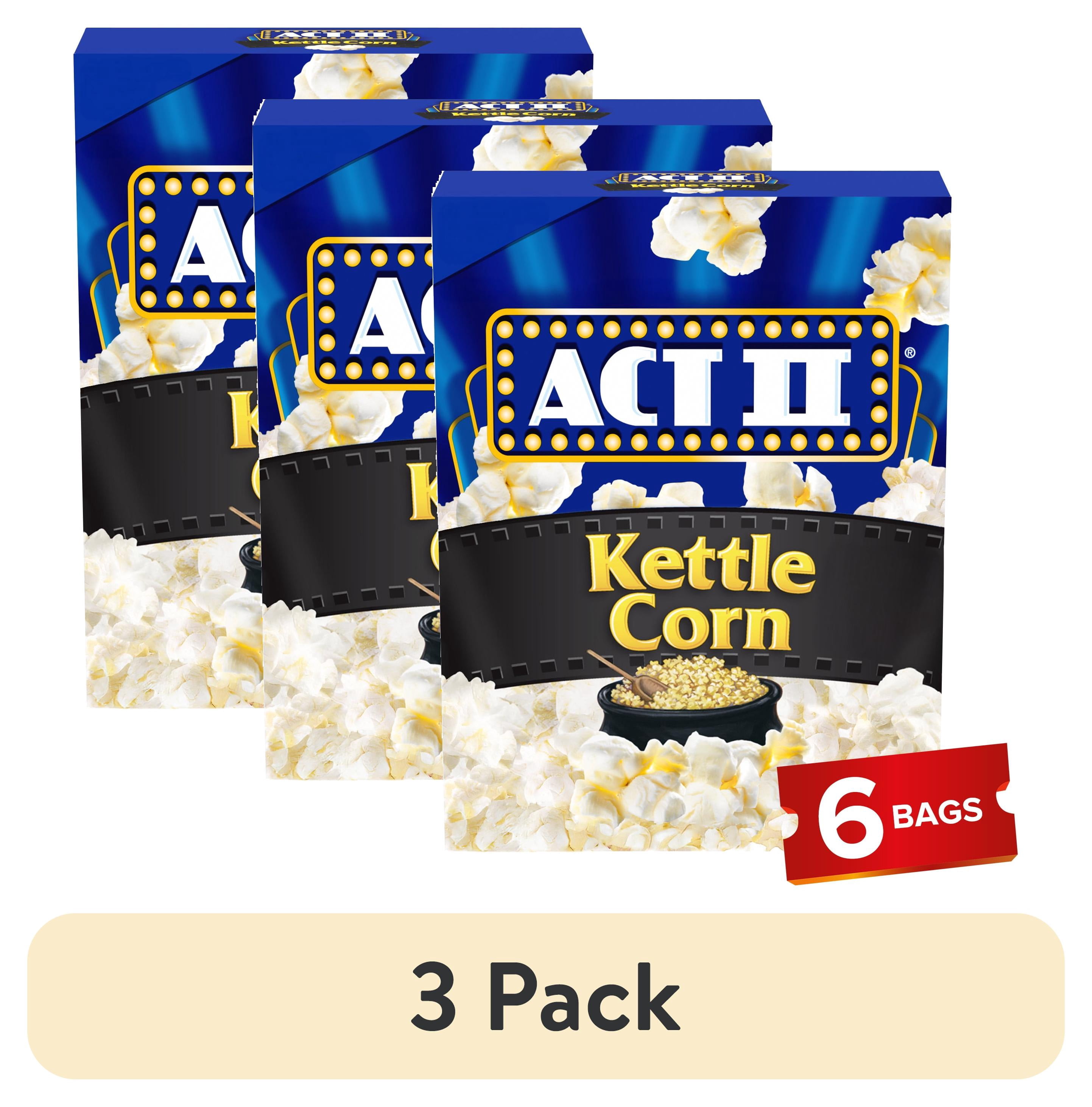 ACT II Healthy Kettle Corn Microwave Popcorn, Quick Serve, 2.75 oz