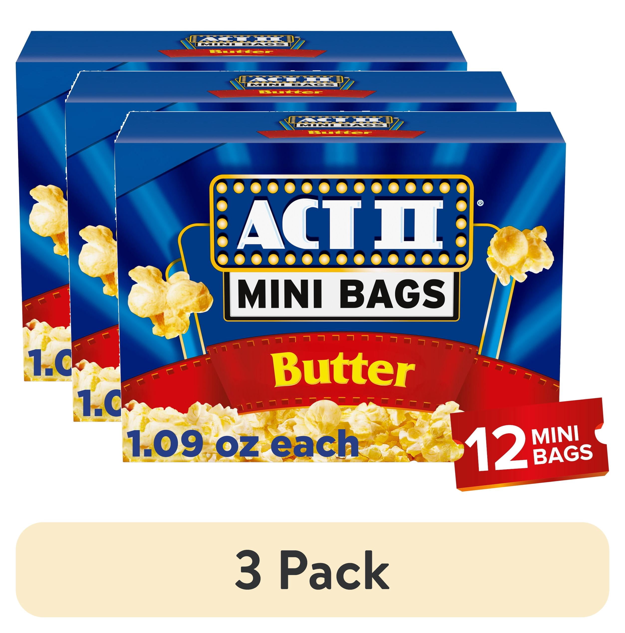(3 pack) Act II Mini Bags Butter Microwave Popcorn, 1.09 oz., 12-Count Bags
