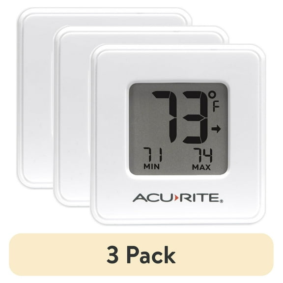 (3 pack) Acurite White Digital Indoor Thermometer with Compact Display, Battery-Powered, (1 x 3.75 x 6.25)