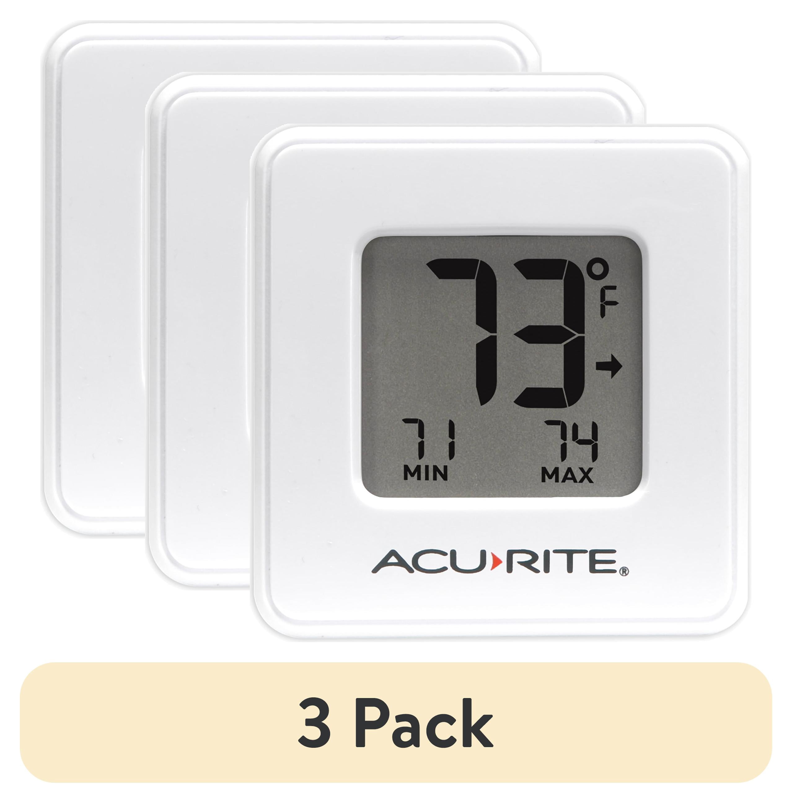 (3 pack) Acurite White Digital Indoor Thermometer with Compact Display, Battery-Powered, (1 x 3.75 x 6.25)
