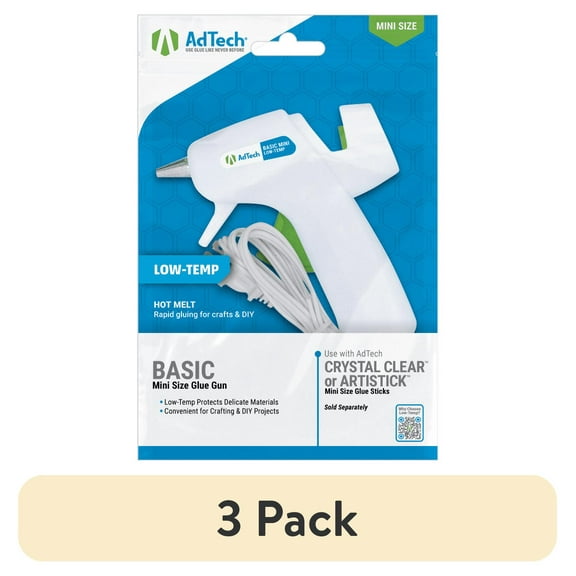 (3 pack) AdTech White Mini Glue Gun - Low Temperature Precision Crafting Tool