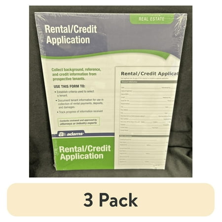 (3 pack) Adams Rental and Credit Application Form 8.5 x 11 Inch White LF305 NEW & SEALED