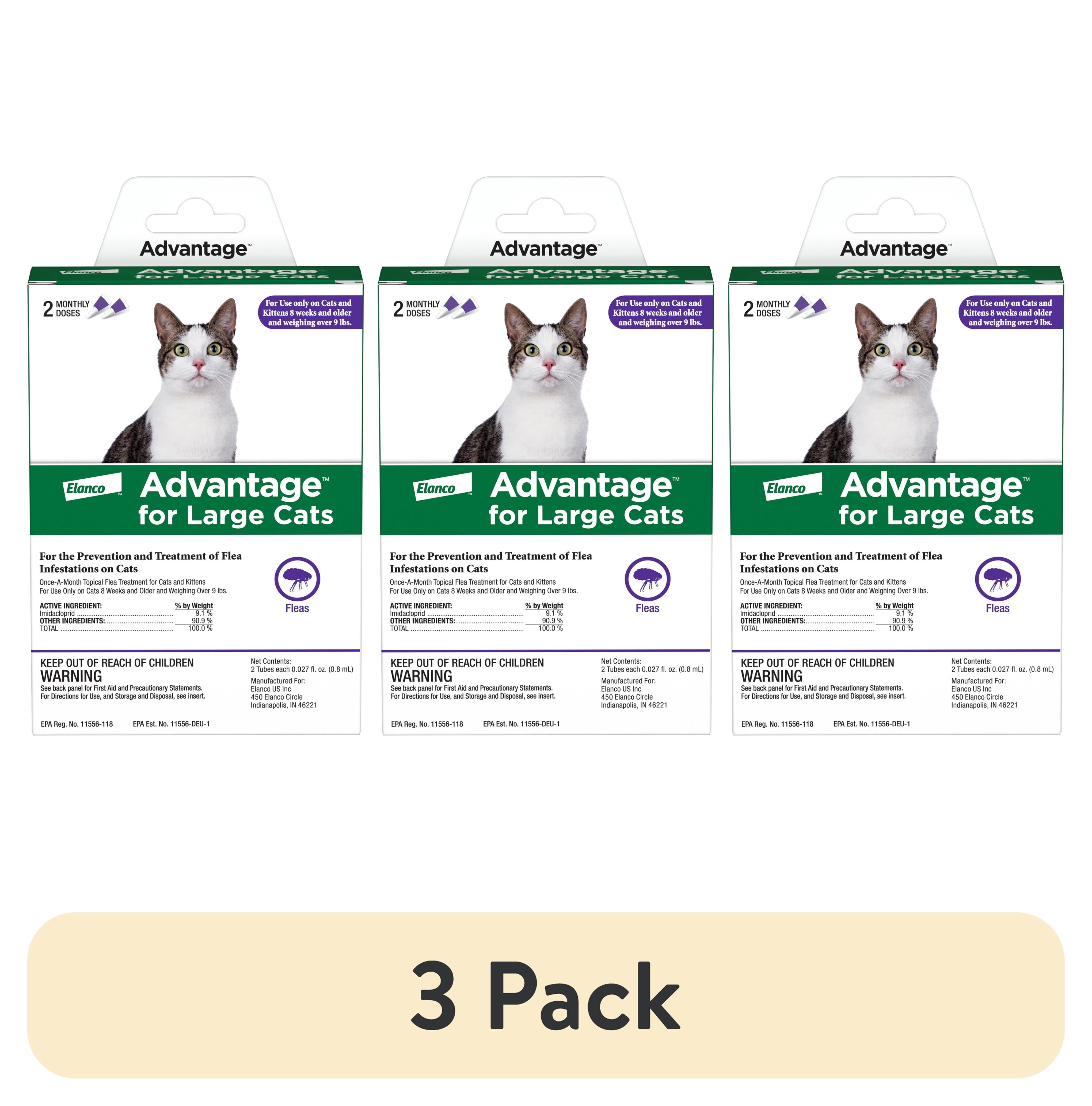 (3 pack) Advantage Topical Flea Treatment & Prevention For Large Cats Over 9 lbs. (2 Count)