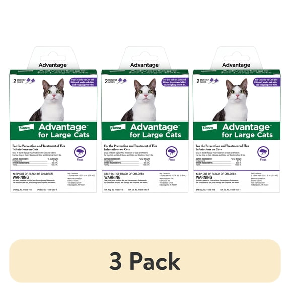 (3 pack) Advantage Topical Flea Treatment & Prevention For Large Cats Over 9 lbs. (2 Count)