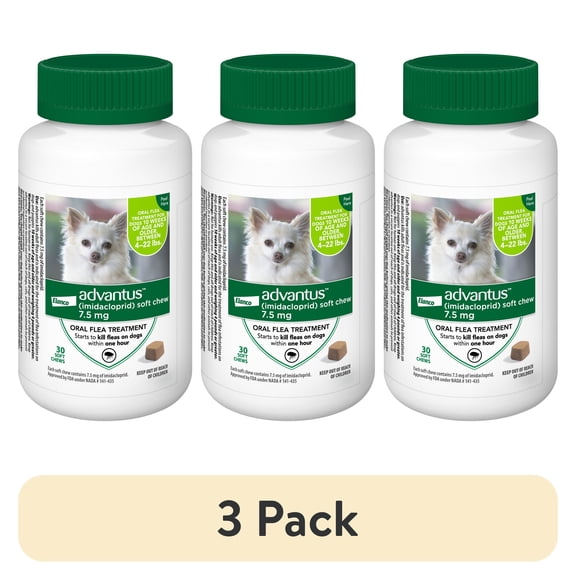 (3 pack) Advantus Chewable Flea Treatment for Dogs 4 - 22 lbs. | 30 Soft Chews