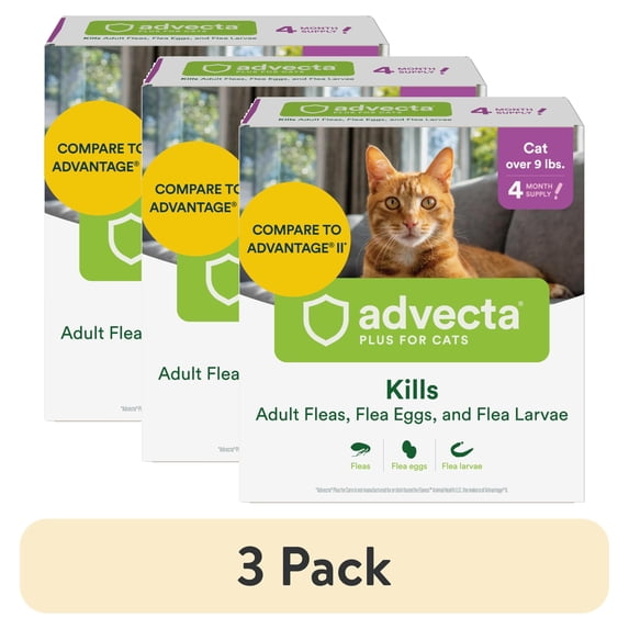 (3 pack) Advecta Plus Topical Large Cat Flea Treatment for Cats and ...