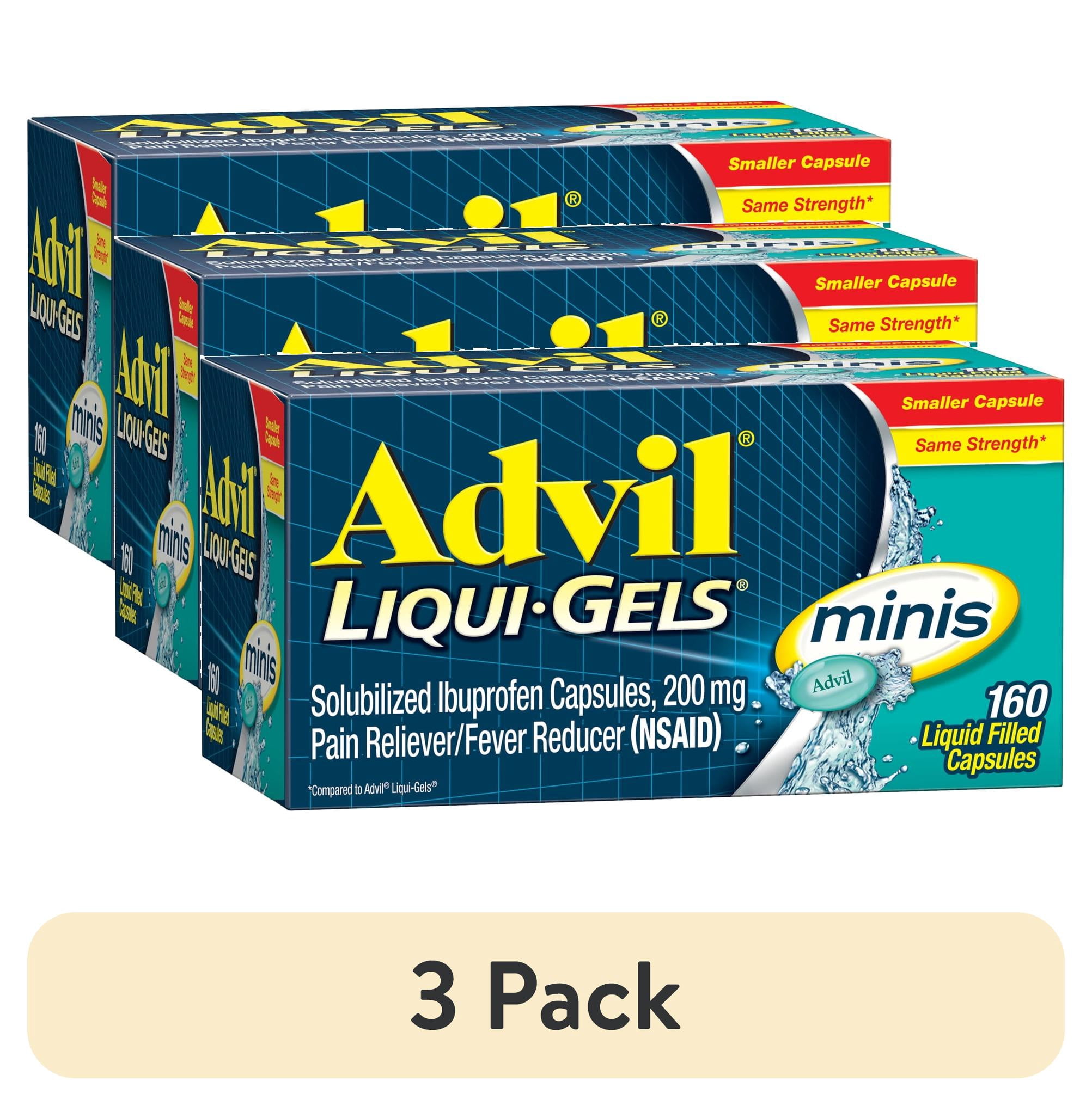 (3 pack) Advil Liqui-Gels Pain Reliever and Fever Reducer, Ibuprofen 200Mg - 160 Liquid Filled Capsules