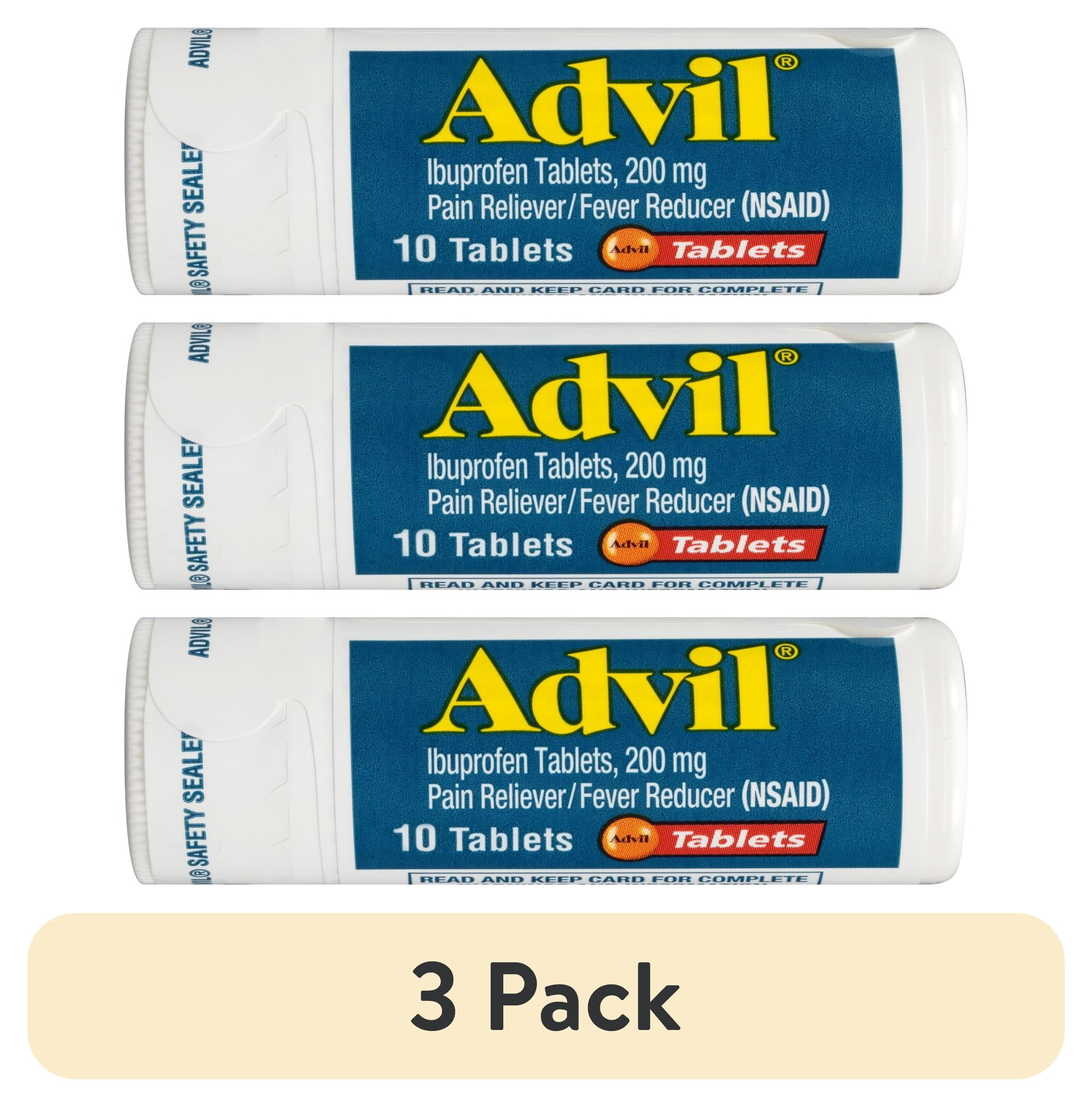 (3 pack) Advil Pain Reliever and Fever Reducer Coated Tablets, Ibuprofen 200Mg Pain Relief, 10 Count
