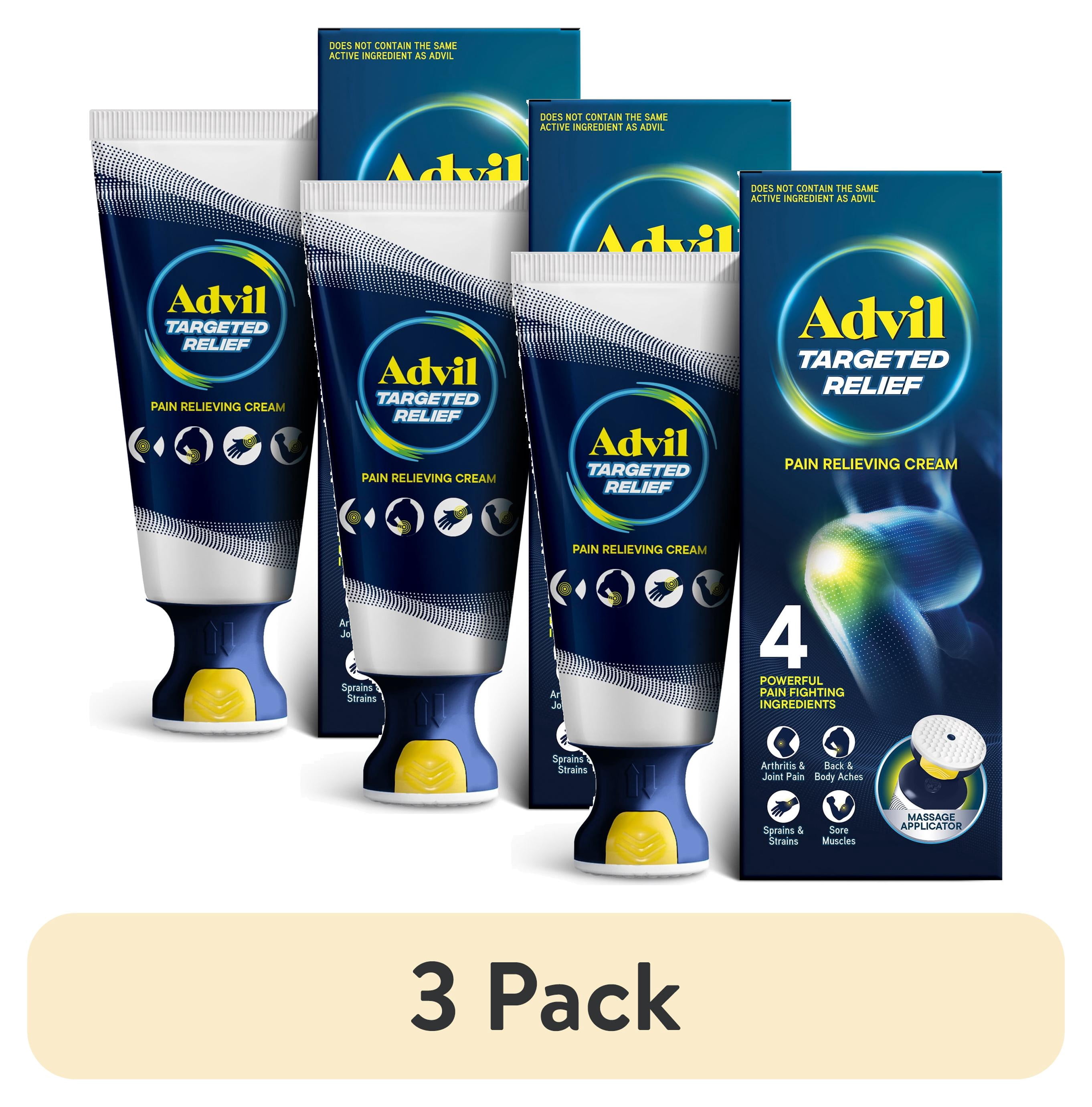 (3 pack) Advil Targeted Relief Pain Relieving Cream With Massage Applicator, Up to 8 Hours of Powerful Relief, 2.5 Oz