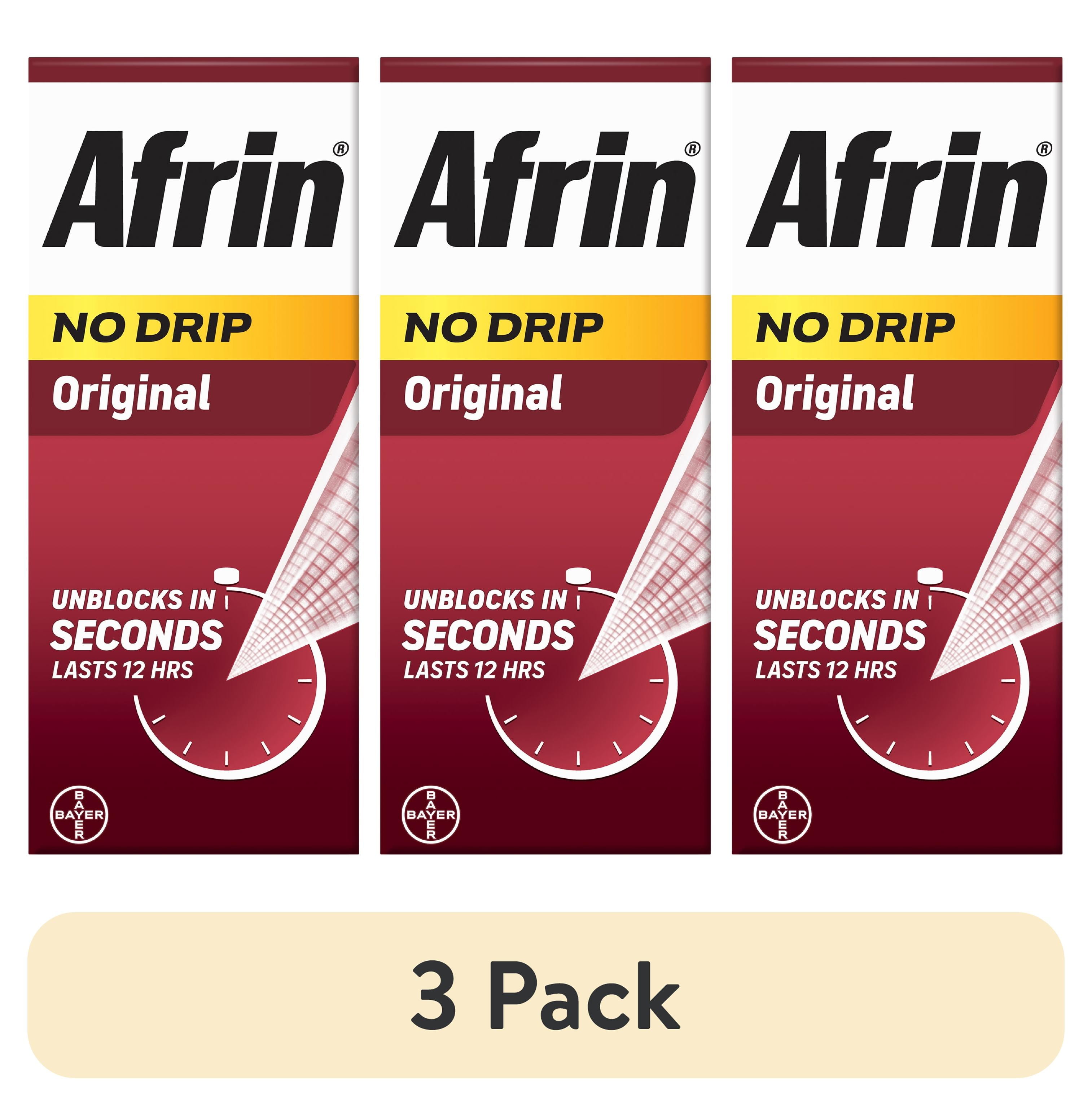 (3 pack) Afrin No Drip Original 12 Hour Nasal Decongestant Pump Mist - 15 ml