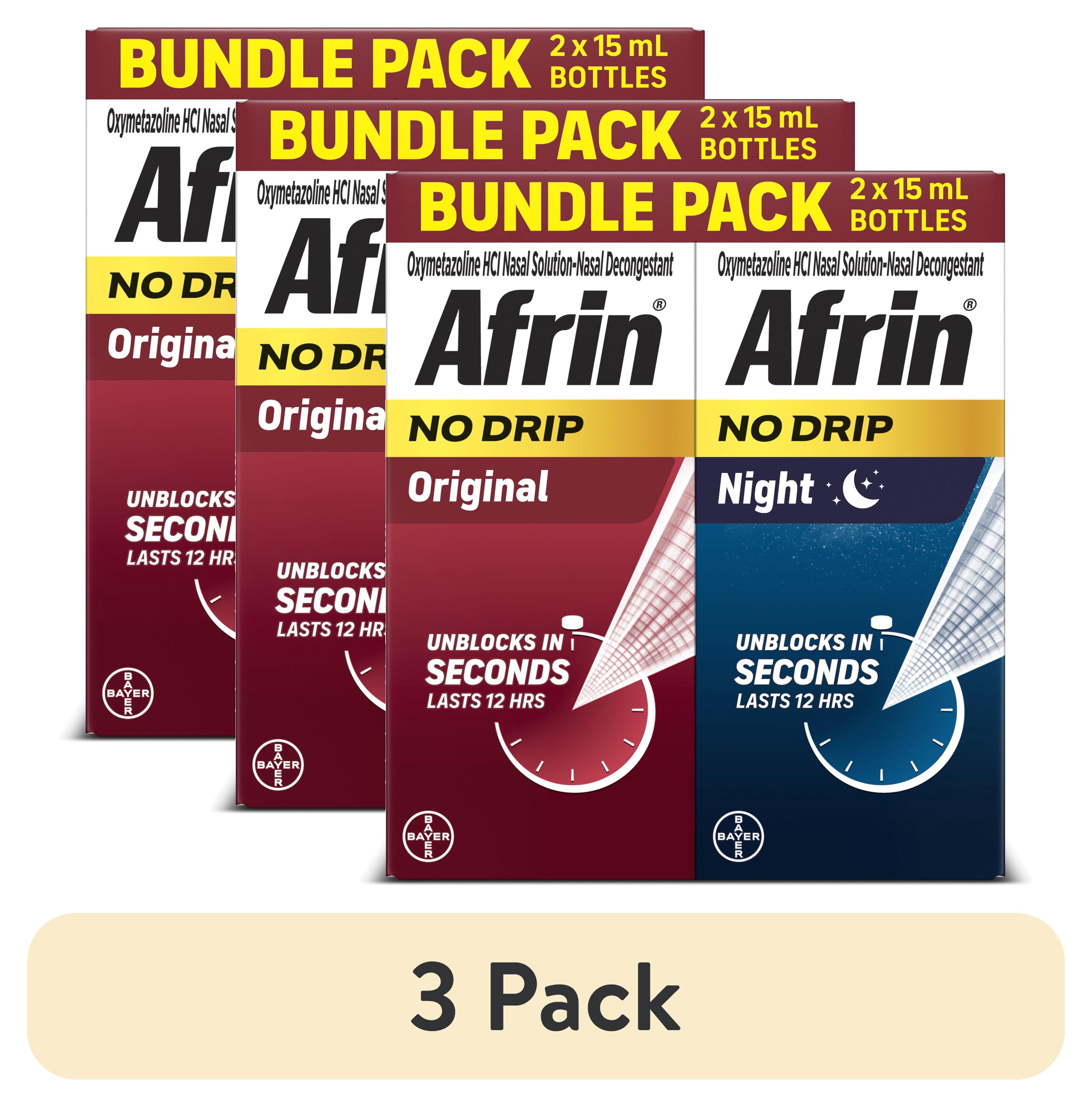 (3 pack) Afrin No Drip Original + Night Nasal Mist Bundle Pack, Non-Drowsy, Fast-Acting Decongestant for Nasal Congestion and Sinus Pressure Relief, Adults and Children 6 and Older, .5 fl oz (Pack of 2)