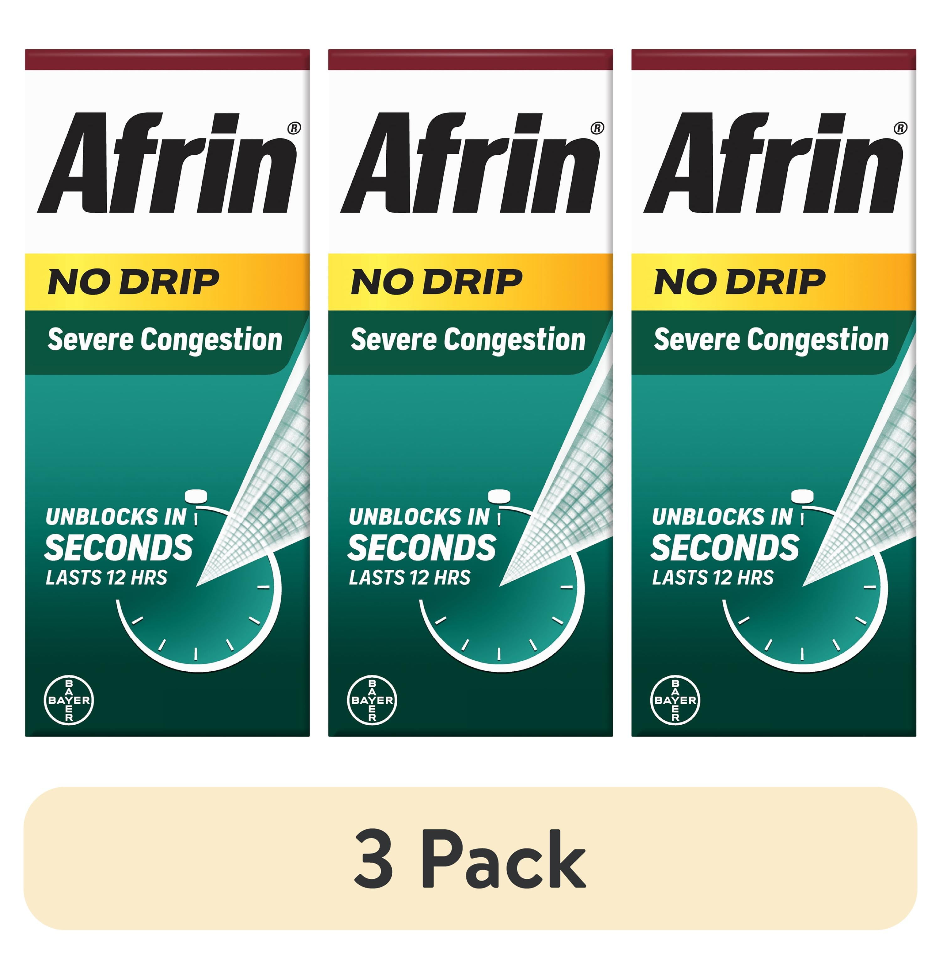 (3 pack) Afrin No Drip Severe Congestion Pump Mist Nasal Spray, 12 Hour Congestion Relief, 15 ml