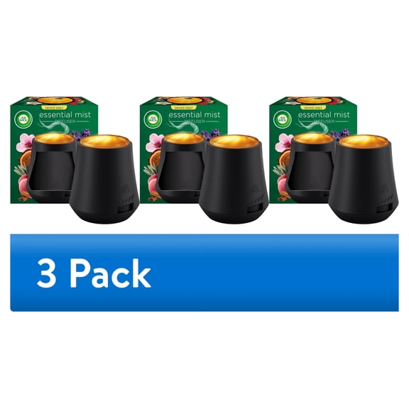 (3 pack) Air Wick Essential Mist Scented Oil Cordless Diffuser Device, Black, 1 Count