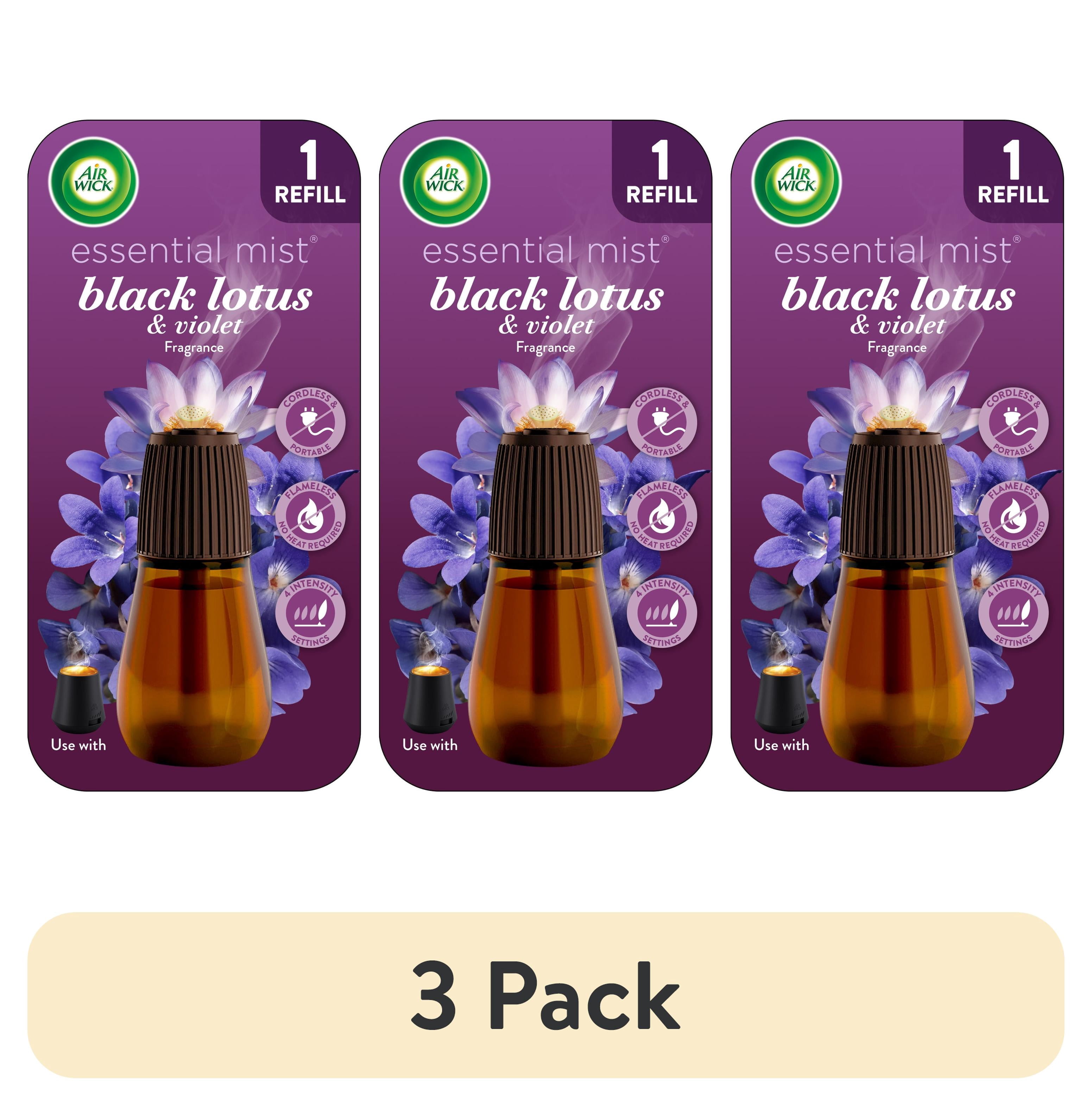 (3 pack) Air Wick Essential Mist Scented Oil Air Freshener Diffuser Refill, Black Lotus and Violet, 1 Count