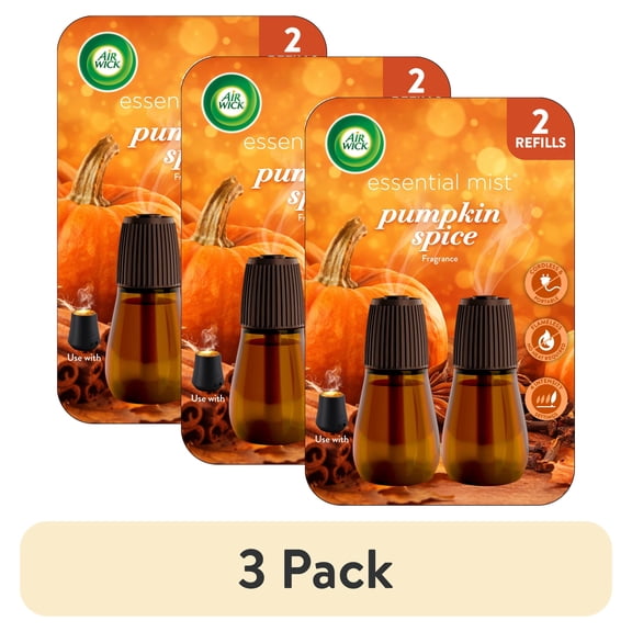 (3 pack) Air Wick Essential Mist Diffuser Air Freshener Refills, Fall Scent, Pumpkin Spice, 2 Count