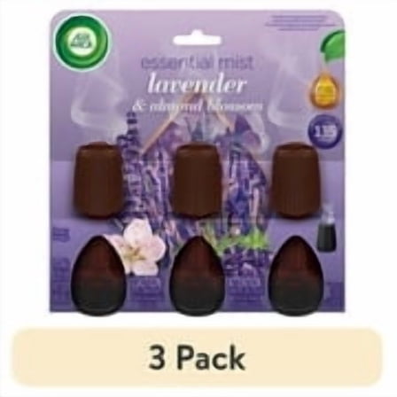 (3 pack) (3 pack) Air Wick Essential Mist Scented Oil Air Freshener Diffuser Refills, Lavender and Almond Blosson, 3 Count