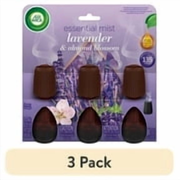 (3 pack) (3 pack) Air Wick Essential Mist Scented Oil Air Freshener Diffuser Refills, Lavender and Almond Blosson, 3 Count