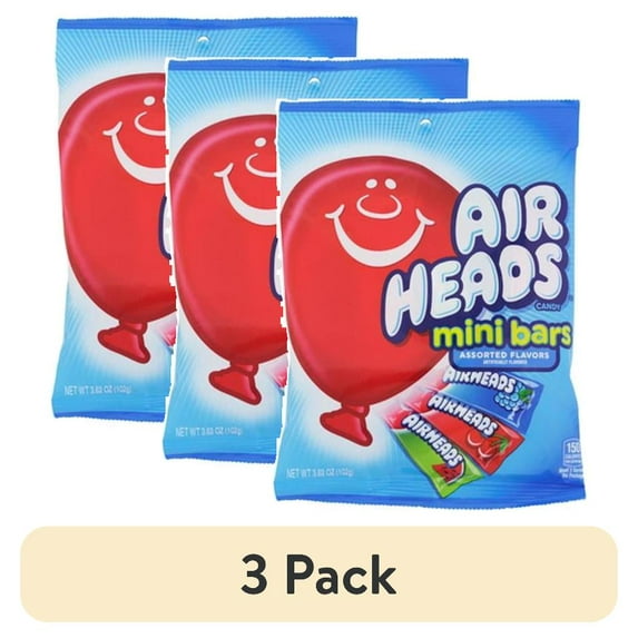 (3 pack) Airheads Mini Bars Chewy Taffy Candy Air Head 3.62oz bag Lot of 2 sweets