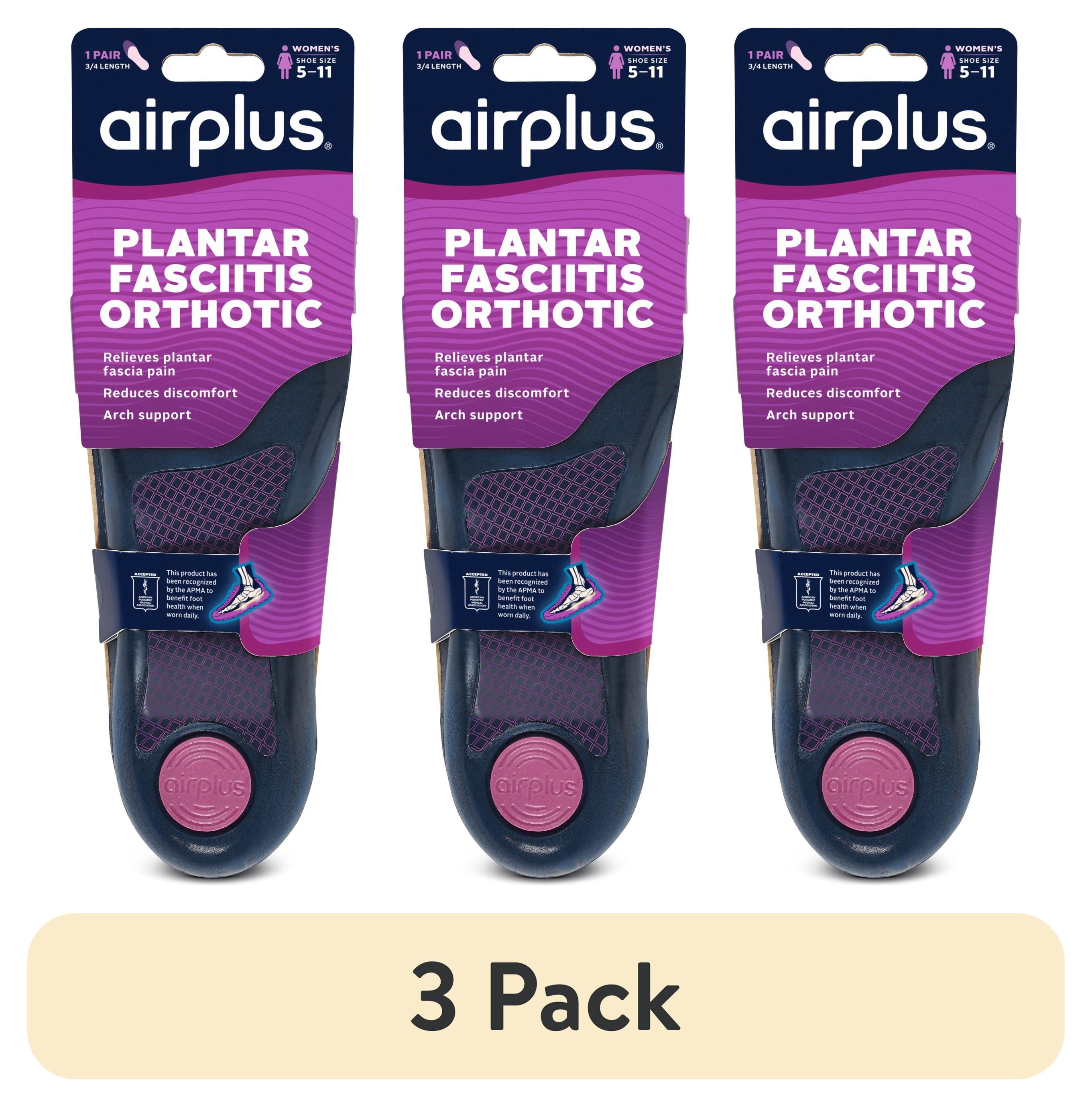 (3 pack) Airplus Plantar Fasciitis Orthotic 3/4 Insole Womens 5-11 Women's
