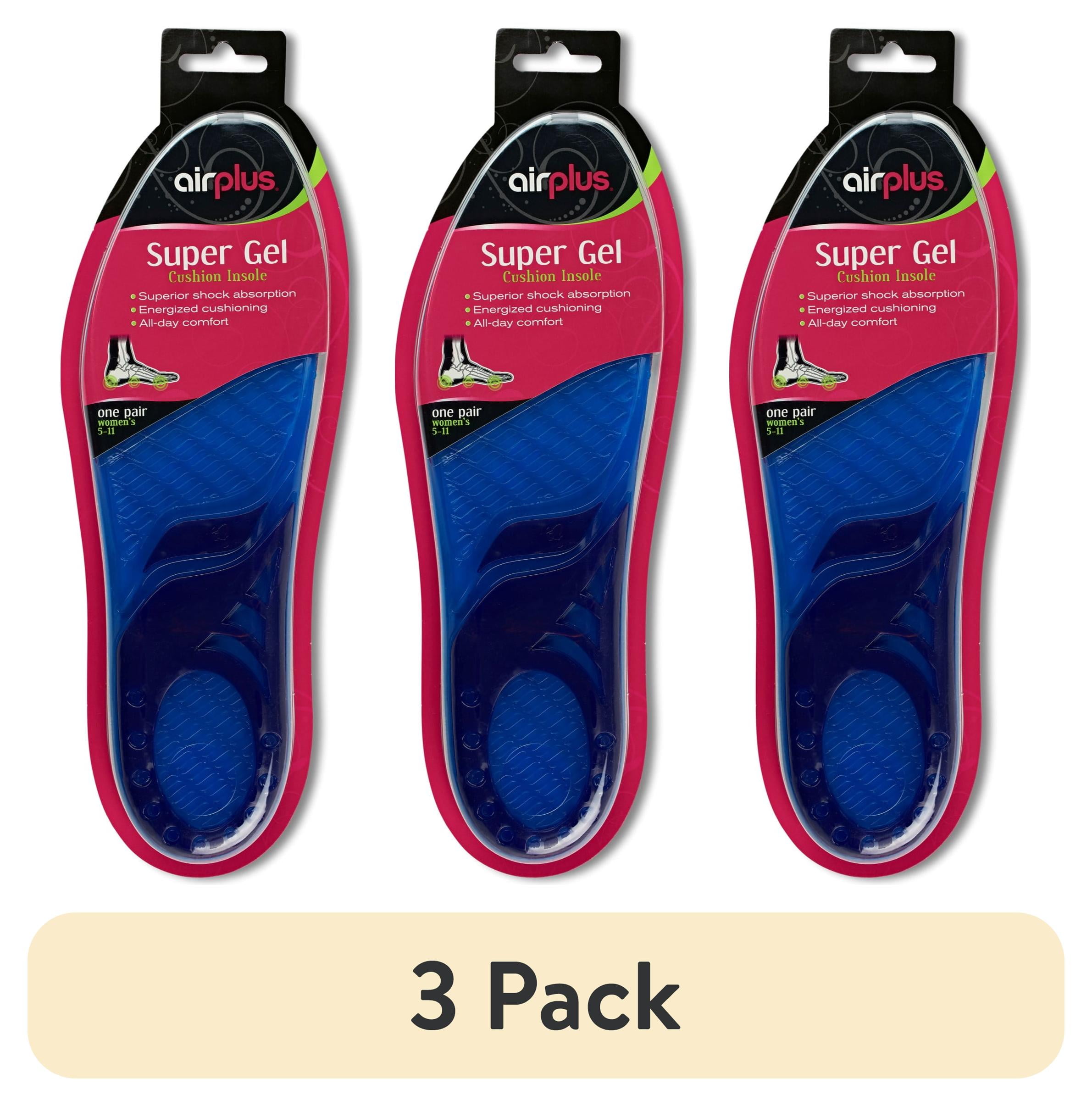 (3 pack) Airplus Massage Gel Cushion Insoles for Women, 1 Pair, Size 5-11