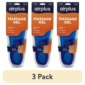 (3 pack) Airplus Massage Gel Insole for Men, 1 Pair, Size 8-14