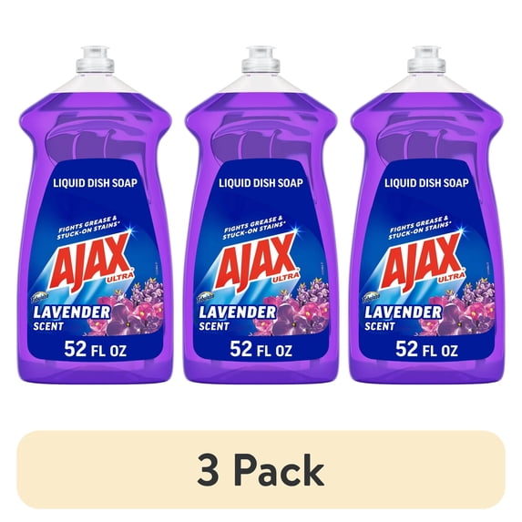 (3 pack) Ajax Ultra Liquid Dish Soap with Fabuloso Lavender Scent, Easy-Flip Cap, 52 fl oz Bottle