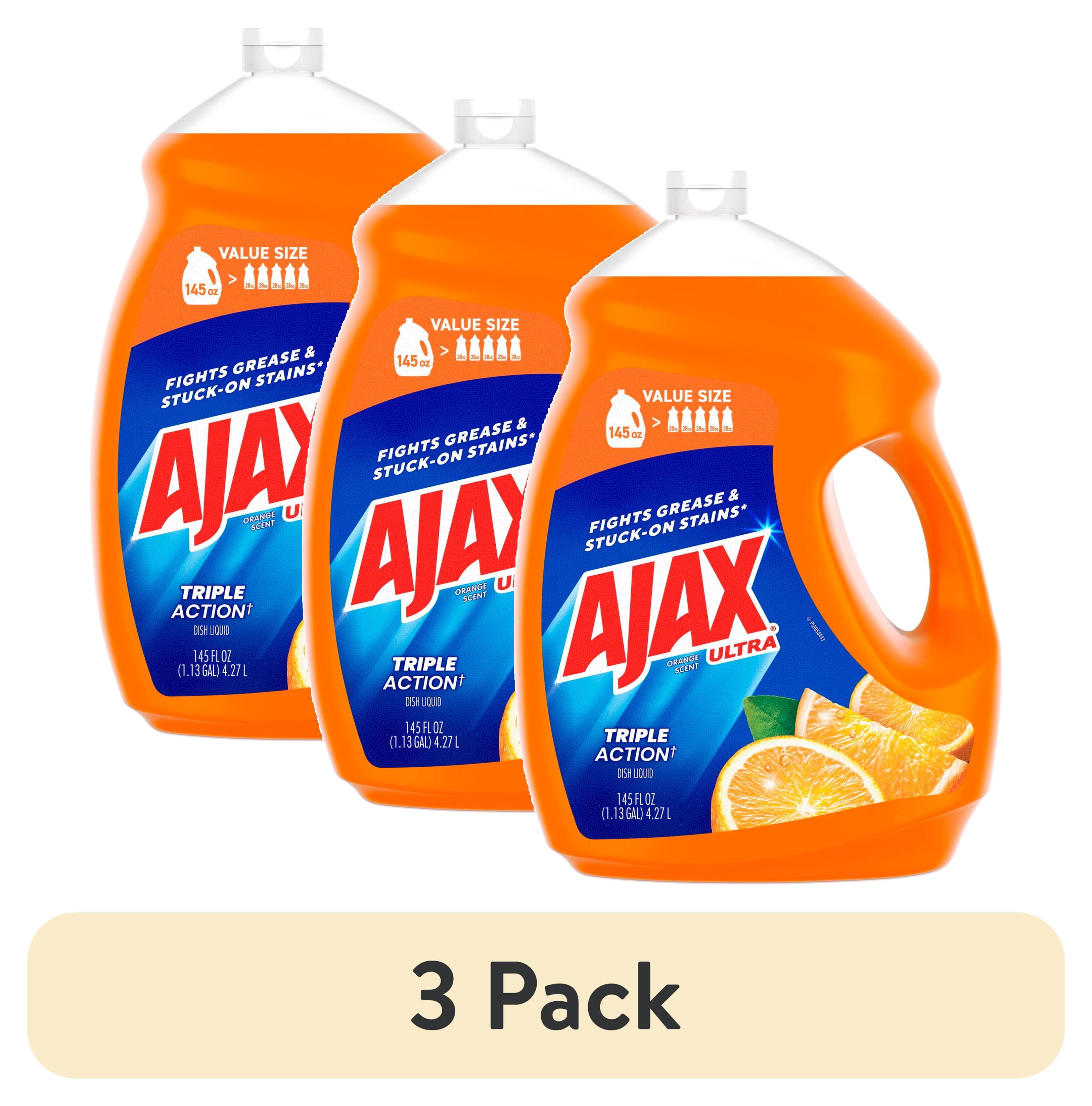 (3 pack) Ajax Ultra Triple Action Dishwashing Liquid Dish Soap, Orange Scent, 145 Fluid Ounce