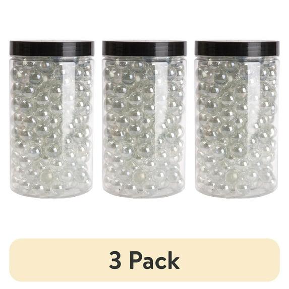 (3 pack) Akasha Decorative Clear Glass Marbles 38 oz. Jar