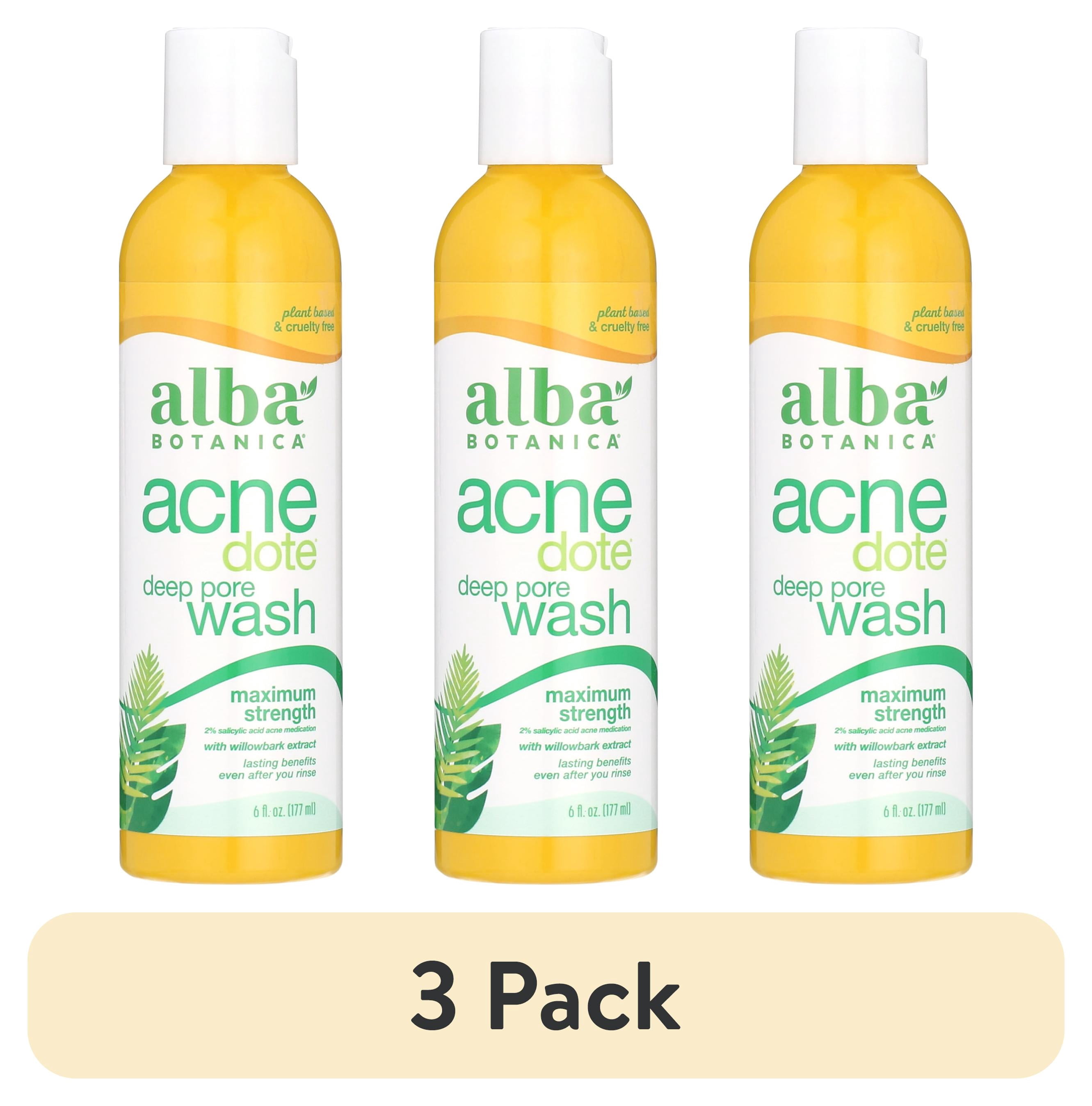 (3 pack) Alba Botanica Acnedote Maximum Strength Facial Deep Pore Wash ...