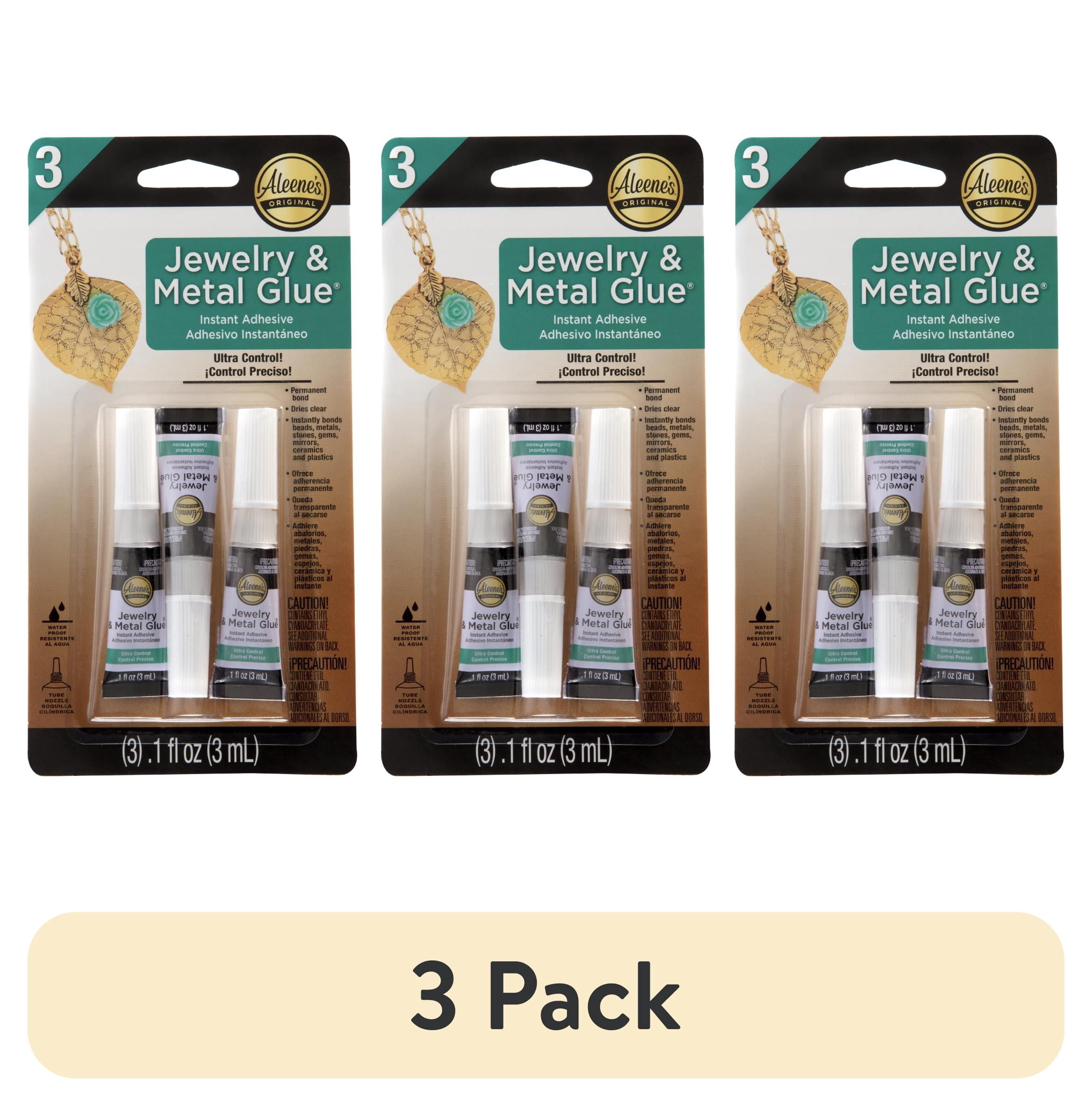 (3 pack) Aleene's Jewelry & Metal Glue 0.1 fl oz 3 Pack, Dries Clear, Permanent Bond