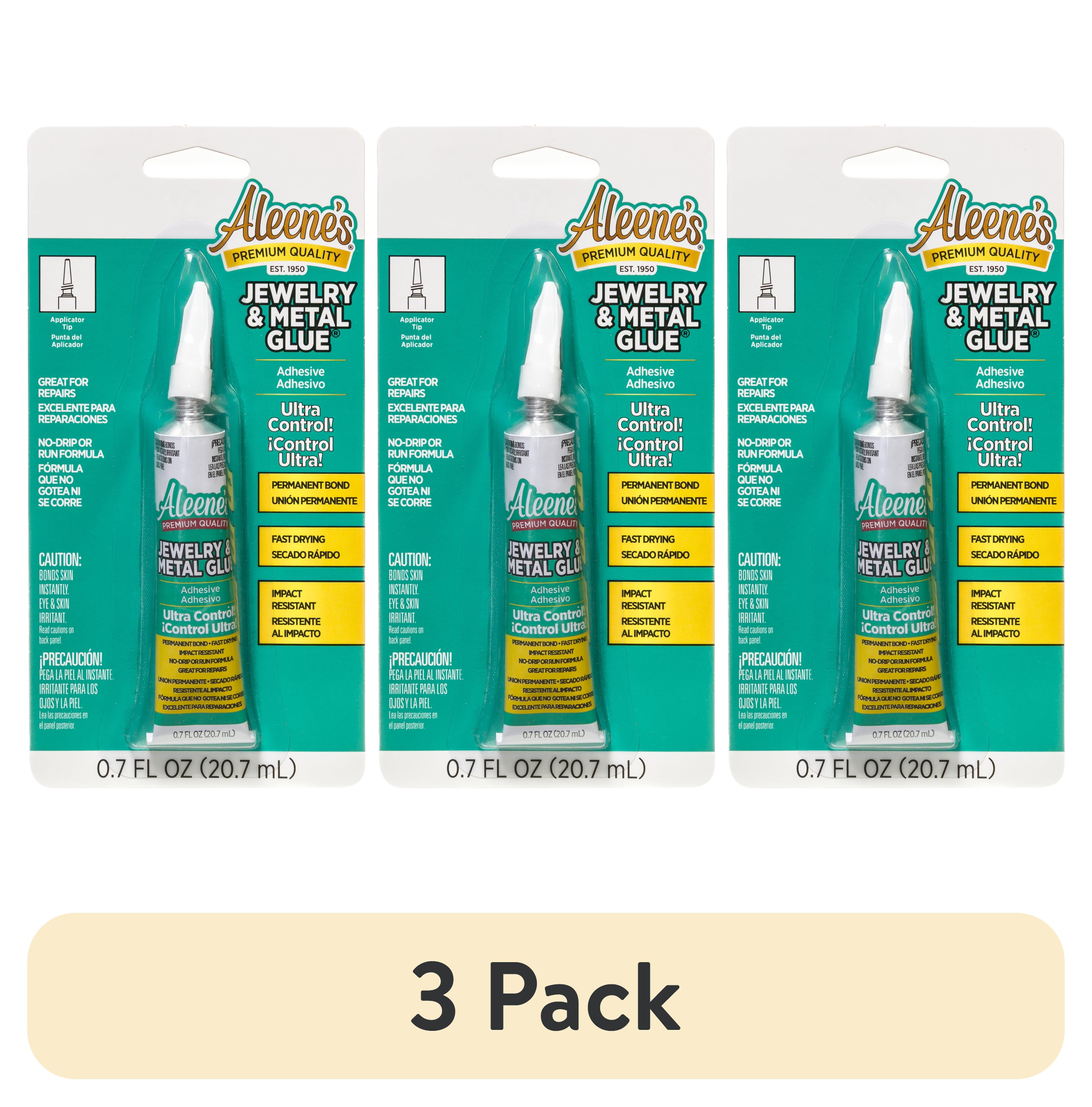 (3 pack) Aleene's Jewelry & Metal Glue 0.7 fl oz, Dries Clear, Permanent Bond