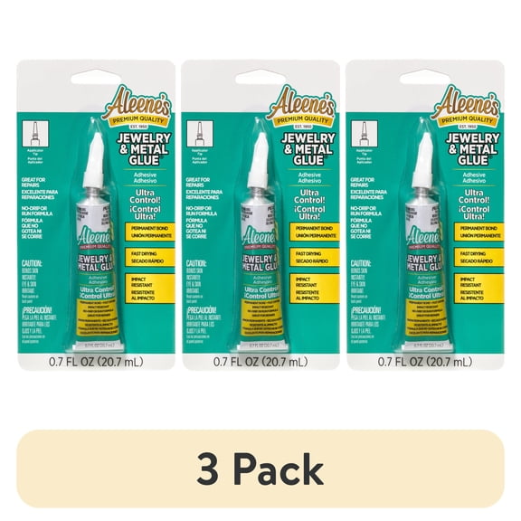 (3 pack) Aleene's Jewelry & Metal Glue 0.7 fl oz, Dries Clear, Permanent Bond