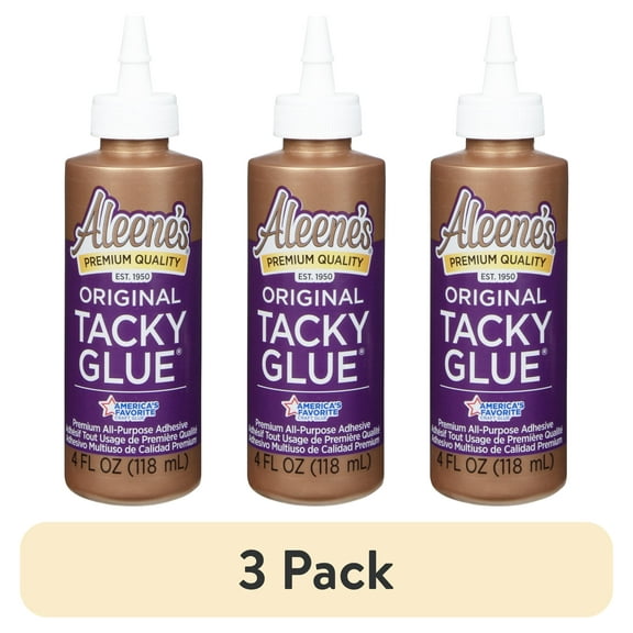 (3 pack) Aleene's Original Tacky Glue 4 fl oz, Premium All-Purpose Adhesive, White, Dries Clear
