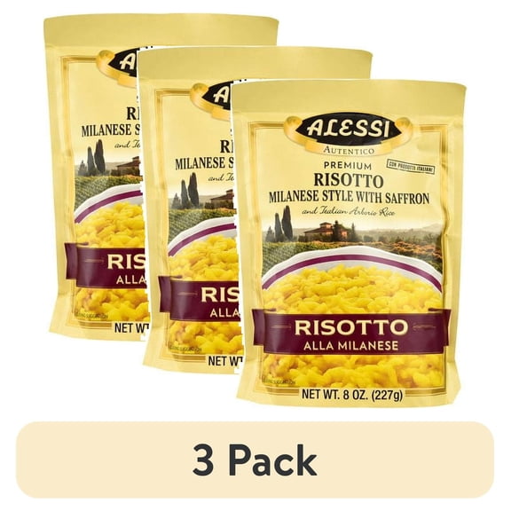 (3 pack) Alessi Risotto Alla Milanese, 8 oz Bag, Shelf Stable