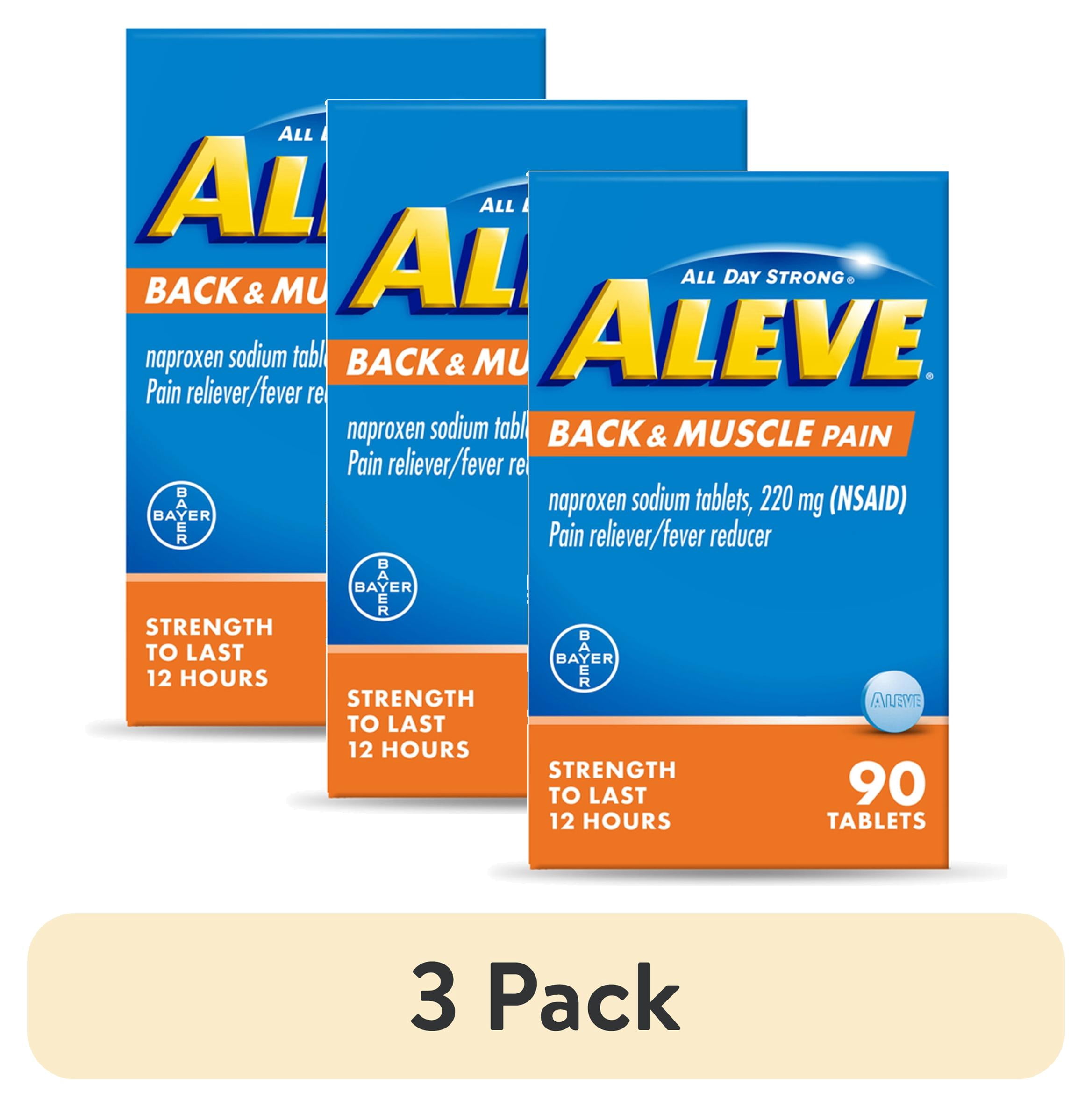 (3 pack) Aleve Back & Muscle Pain Reliever Naproxen Sodium Tablets, 90 Count