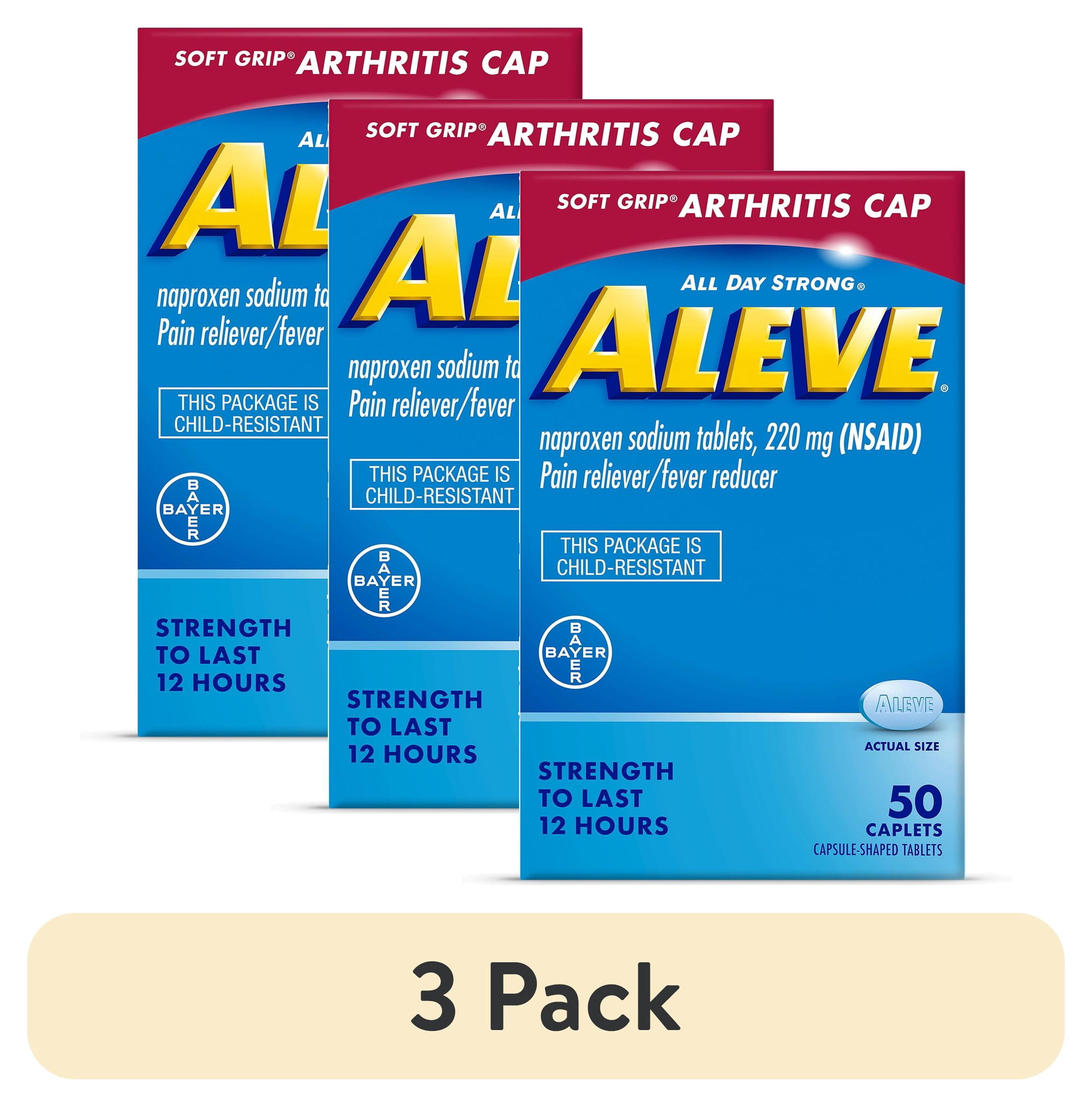 (3 pack) Aleve Caplets Soft Grip Arthritis Cap Naproxen Sodium Pain Reliever, 50 Count