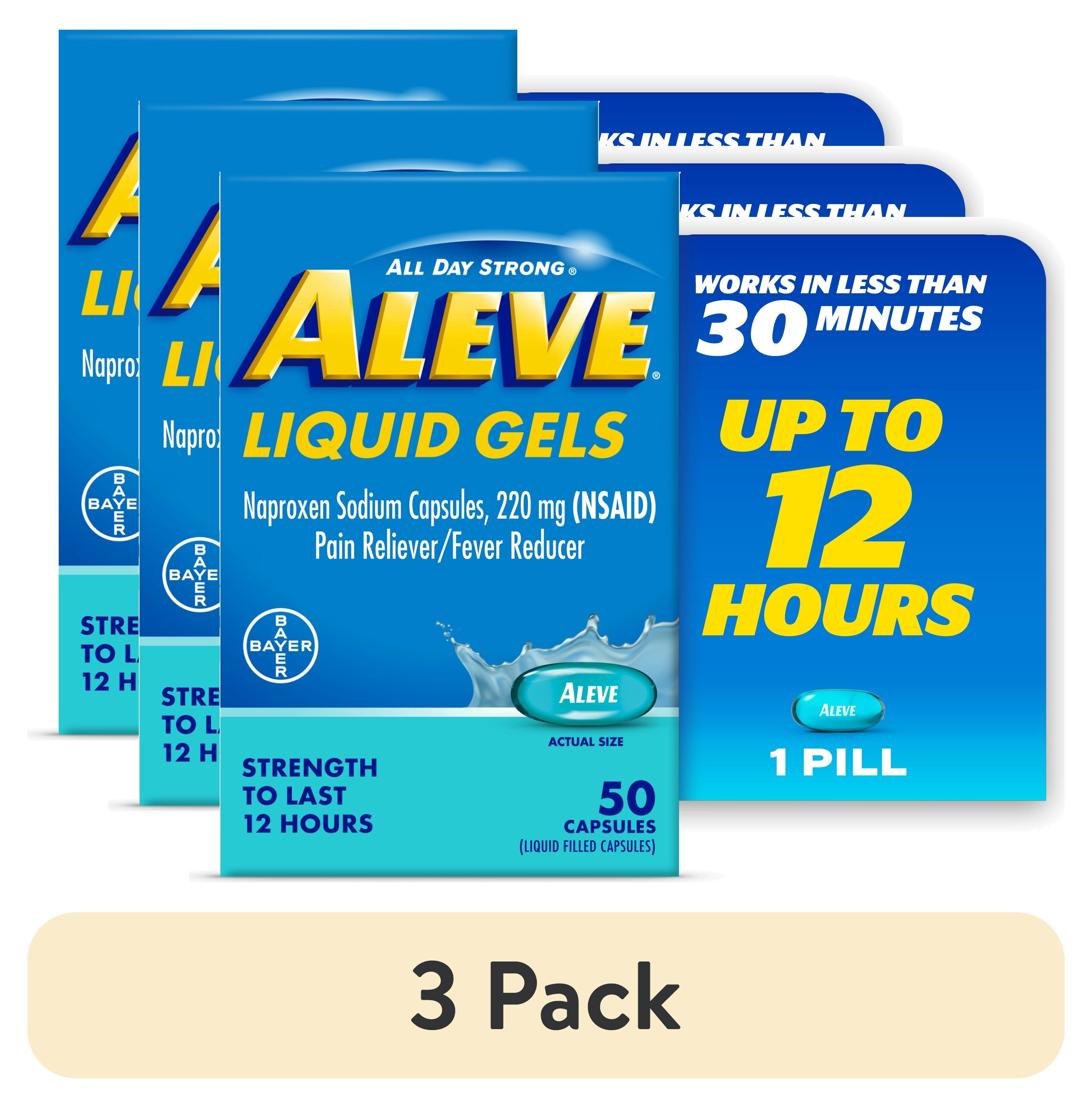 (3 pack) Aleve Liquid Gels Naproxen Sodium Pain Reliever, 50 Count