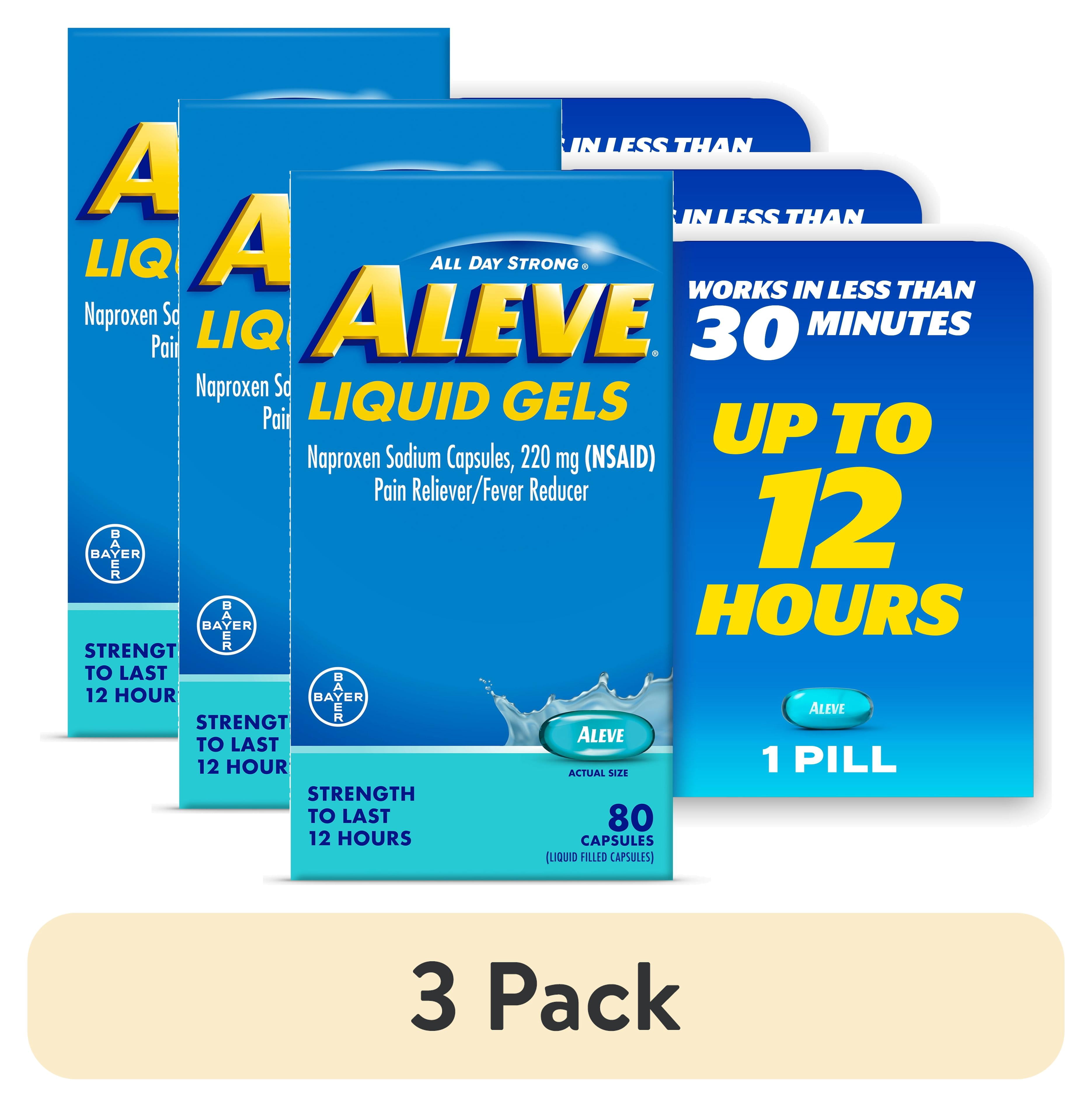 (3 pack) Aleve Liquid Gels Naproxen Sodium Pain Reliever, 80 Count