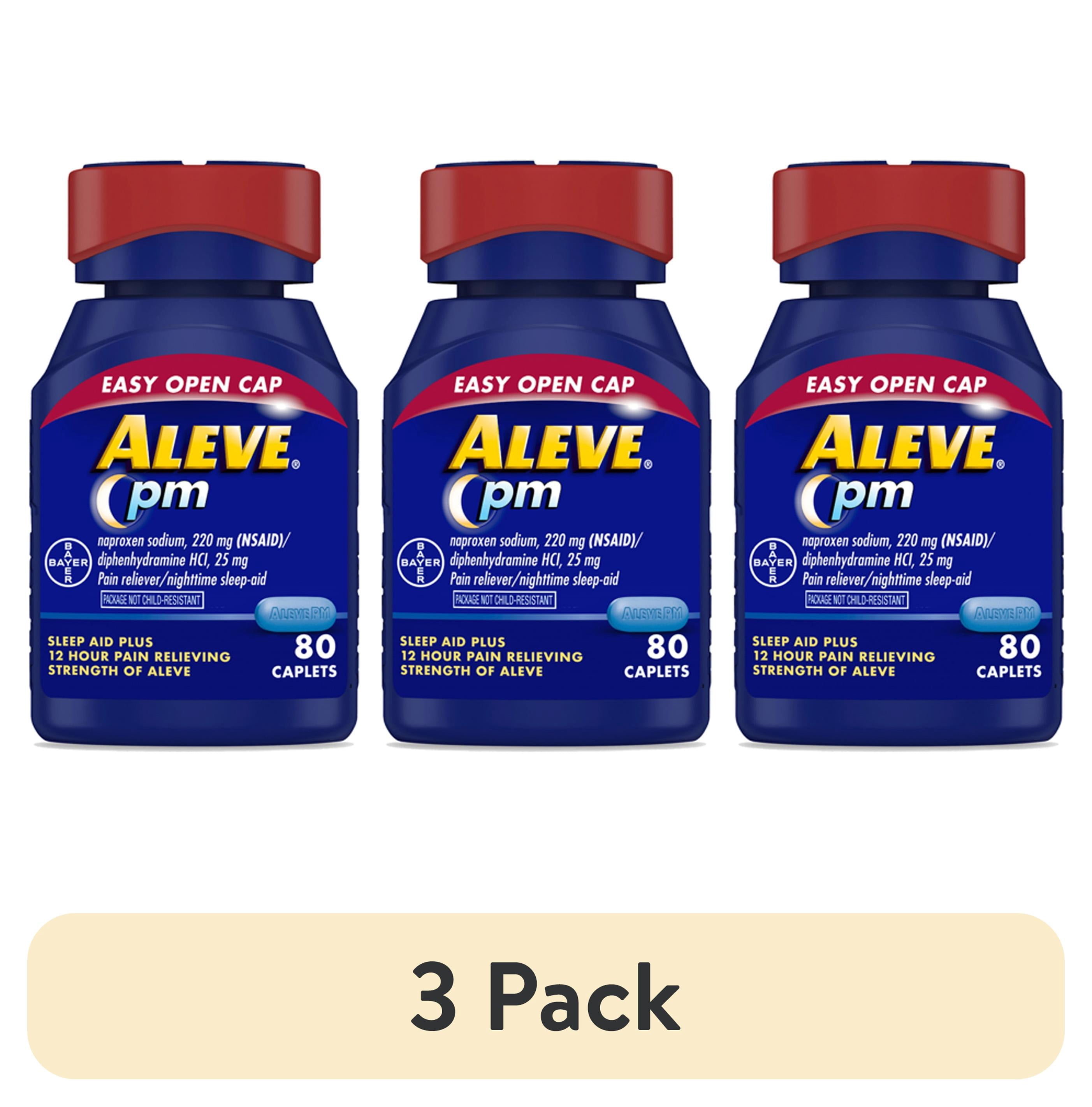 (3 pack) Aleve PM Naproxen Sodium Pain Reliever & Sleep Aid , Easy Open Caplets, 80 Count