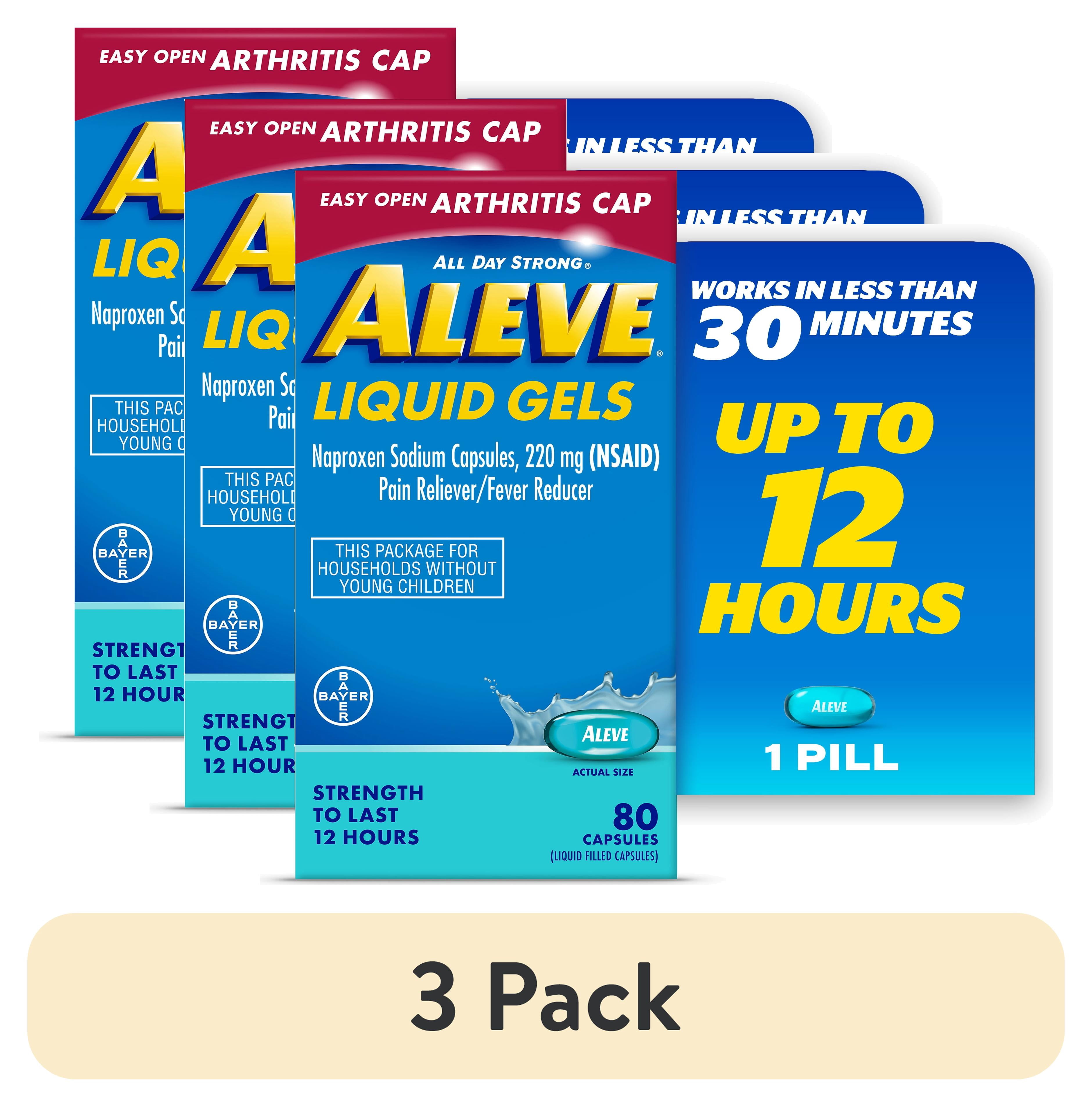 (3 pack) Aleve Pain Relief Liquid Gels Easy Open Arthritis Cap, Naproxen Sodium  80 Count