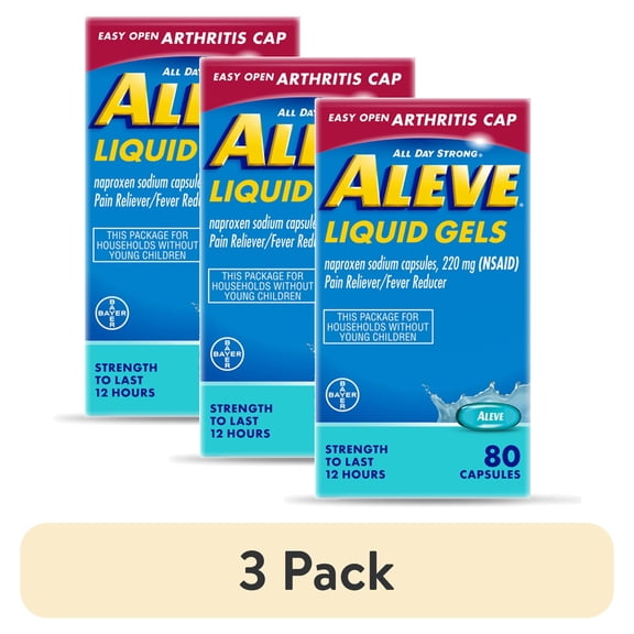 (3 pack) Aleve Pain Relief Liquid Gels Easy Open Arthritis Cap, Naproxen Sodium 80 Count